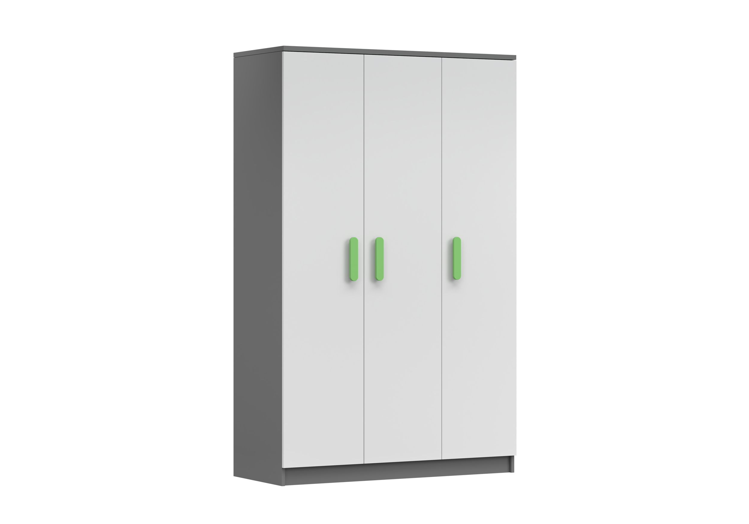 IDZ Šatní skříň SMYK II 3D 19, 120 cm Bílá + Grafit / Barevné úchytky Barva: Zelená