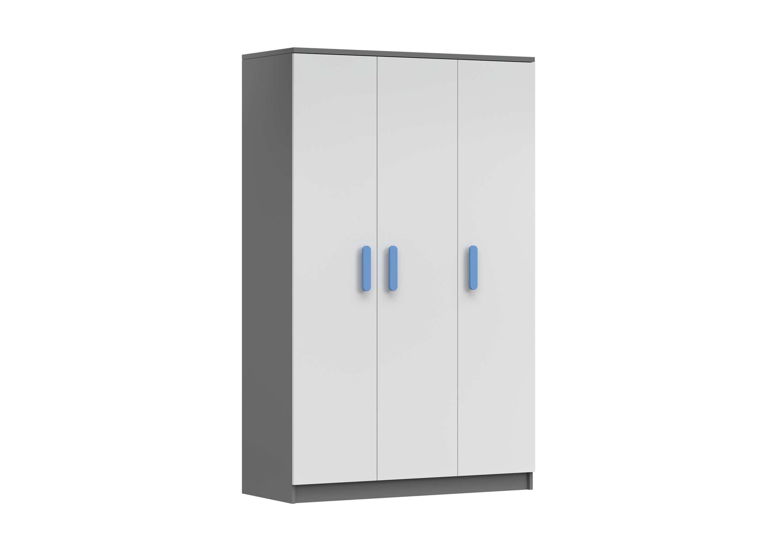 IDZ Šatní skříň SMYK II 3D 19, 120 cm Bílá + Grafit / Barevné úchytky Barva: Modrá