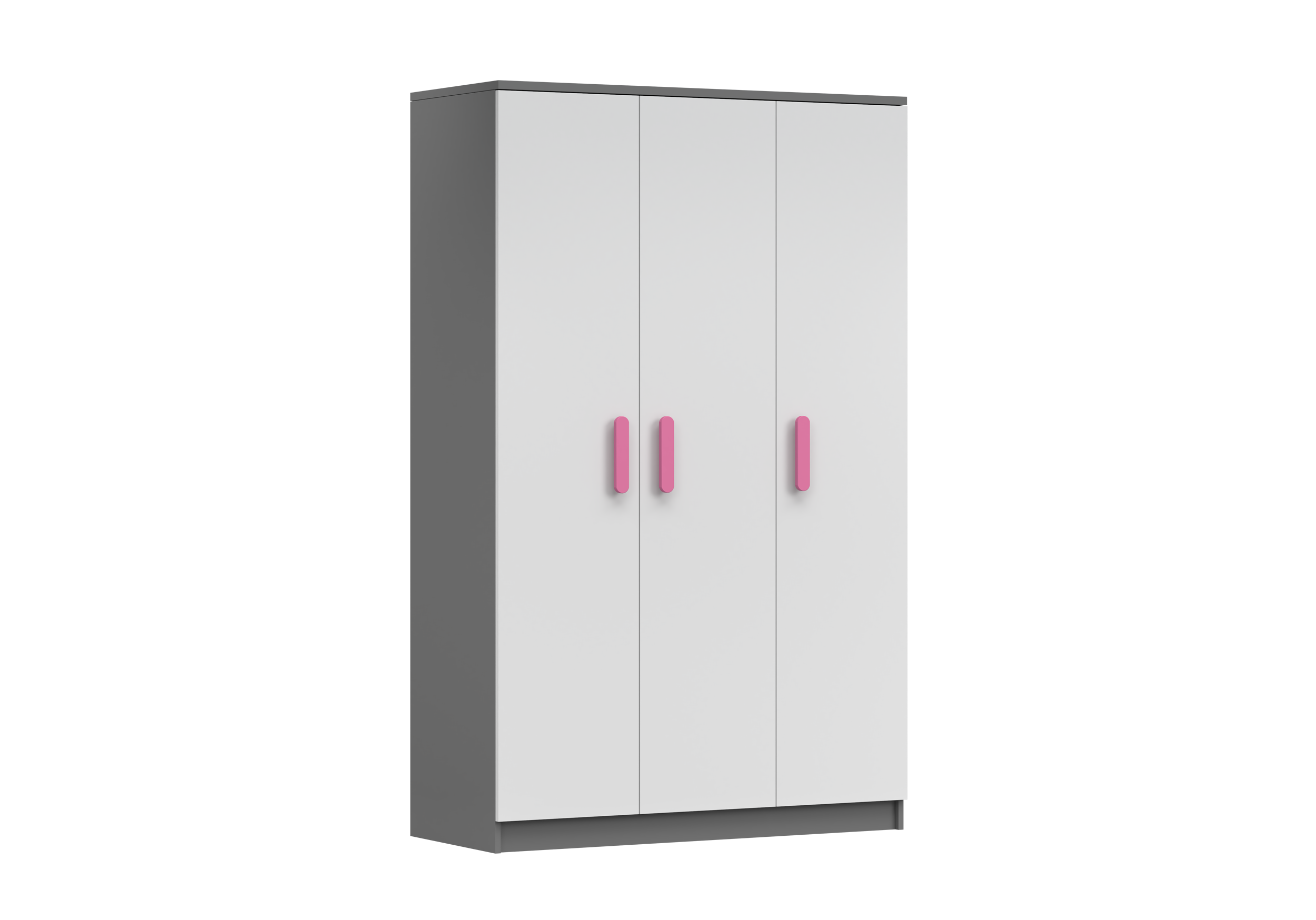 IDZ Šatní skříň SMYK II 3D 19, 120 cm Bílá + Grafit / Barevné úchytky Barva: Růžová