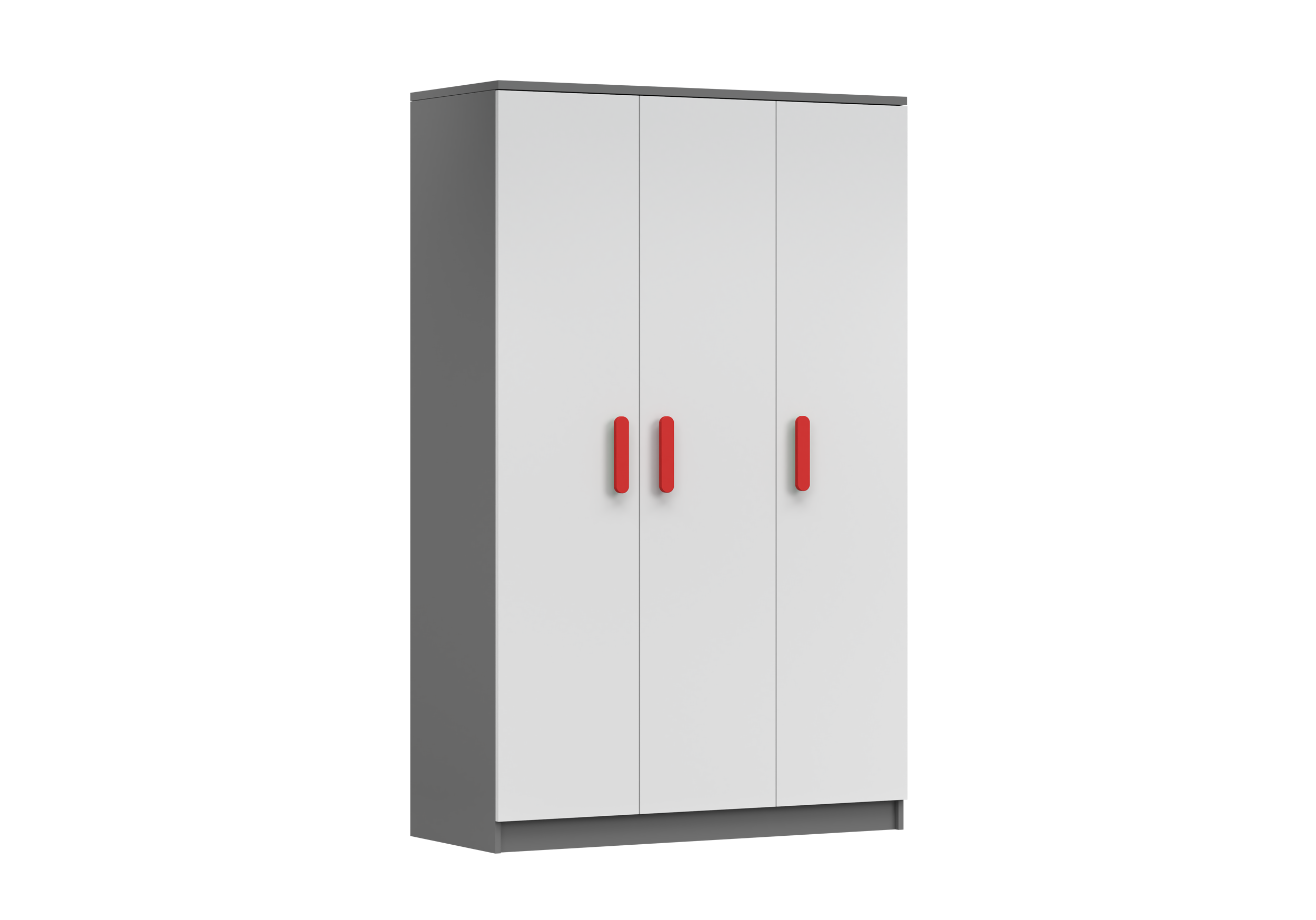 IDZ Šatní skříň SMYK II 3D 19, 120 cm Bílá + Grafit / Barevné úchytky Barva: Červená