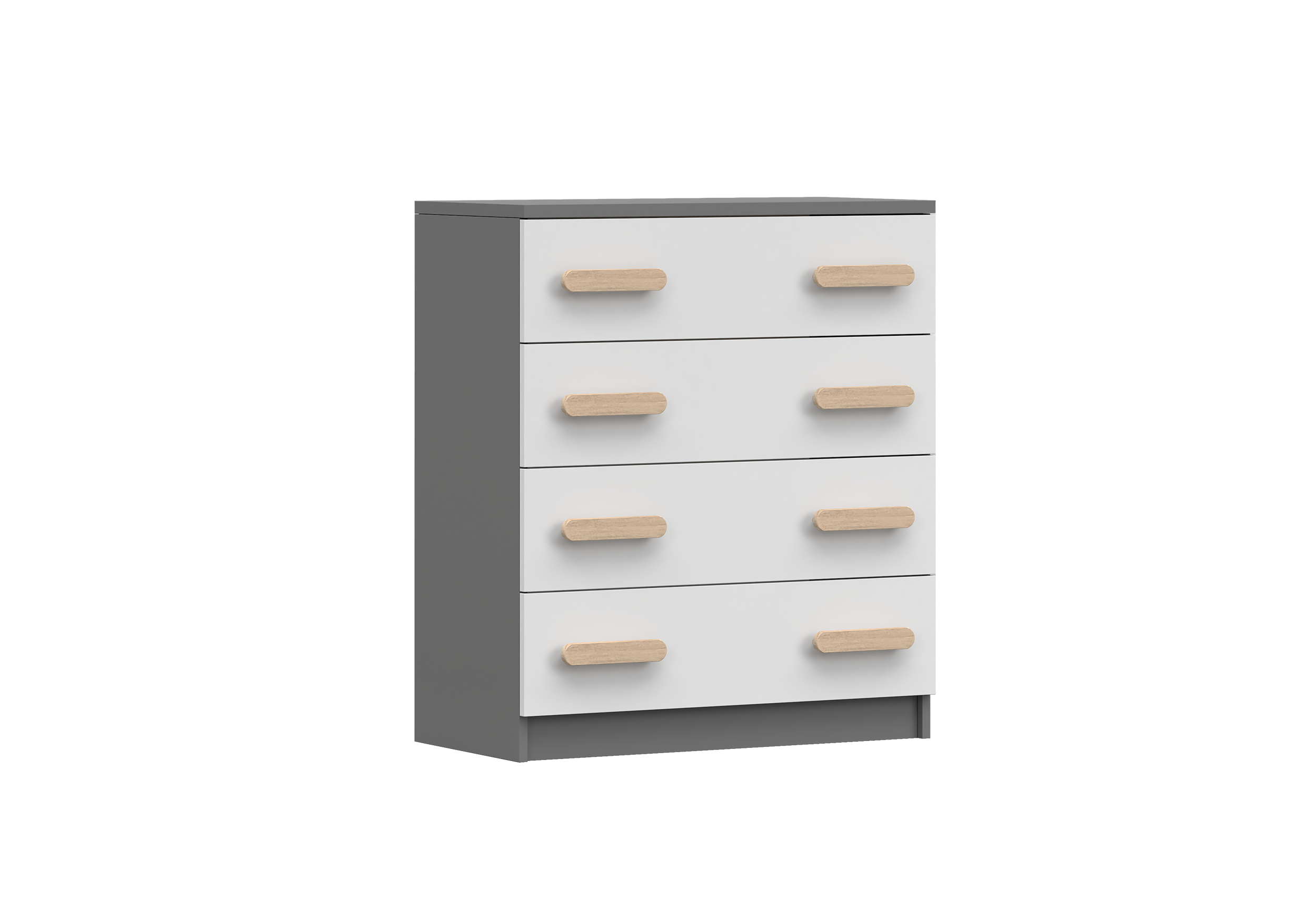 IDZ Komoda SMYK II 4S 02, 80 cm Bílá + Grafit / Barevné úchytky Barva: Dub
