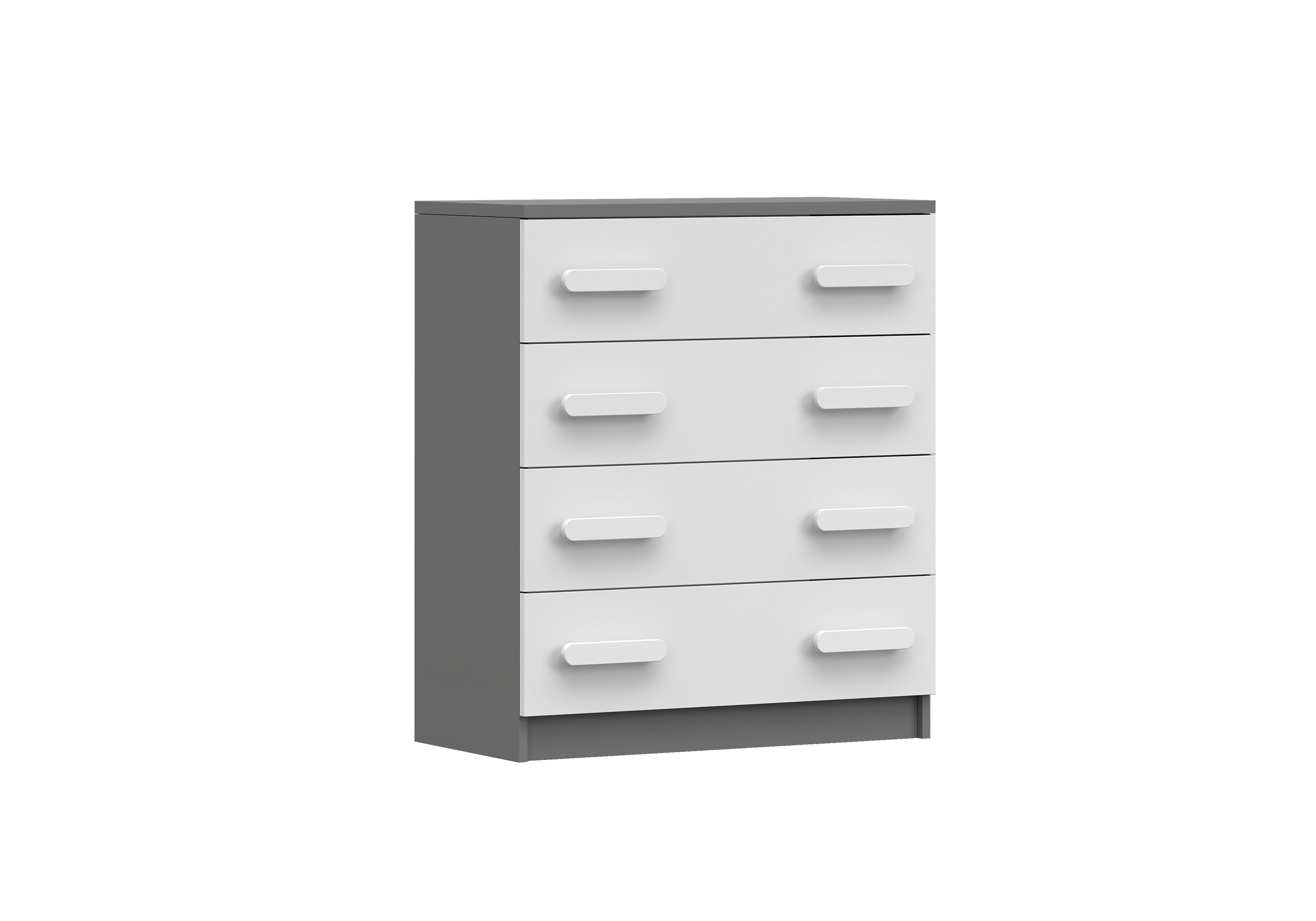 IDZ Komoda SMYK II 4S 02, 80 cm Bílá + Grafit / Barevné úchytky Barva: Bílá