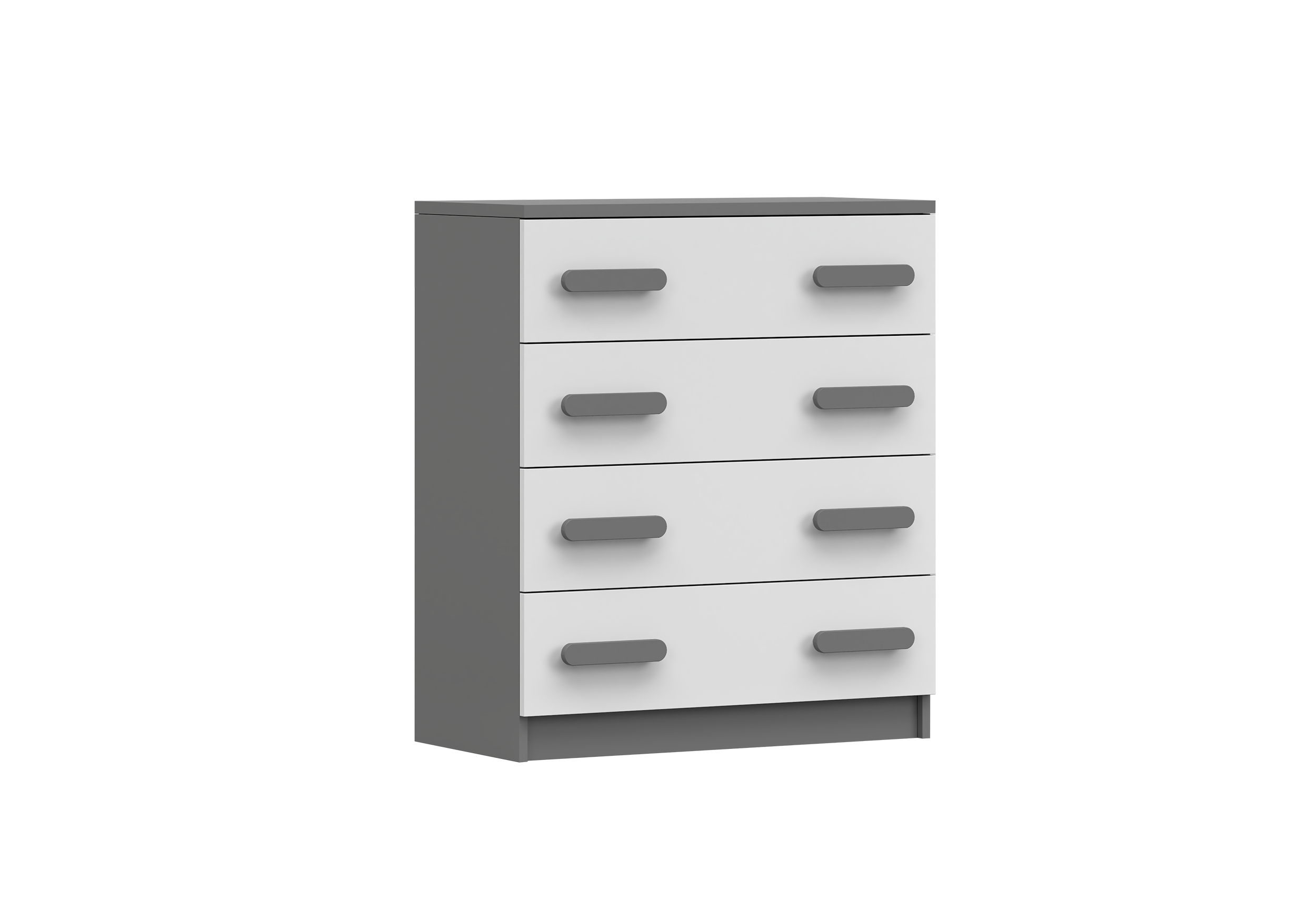 IDZ Komoda SMYK II 4S 02, 80 cm Bílá + Grafit / Barevné úchytky Barva: Grafit