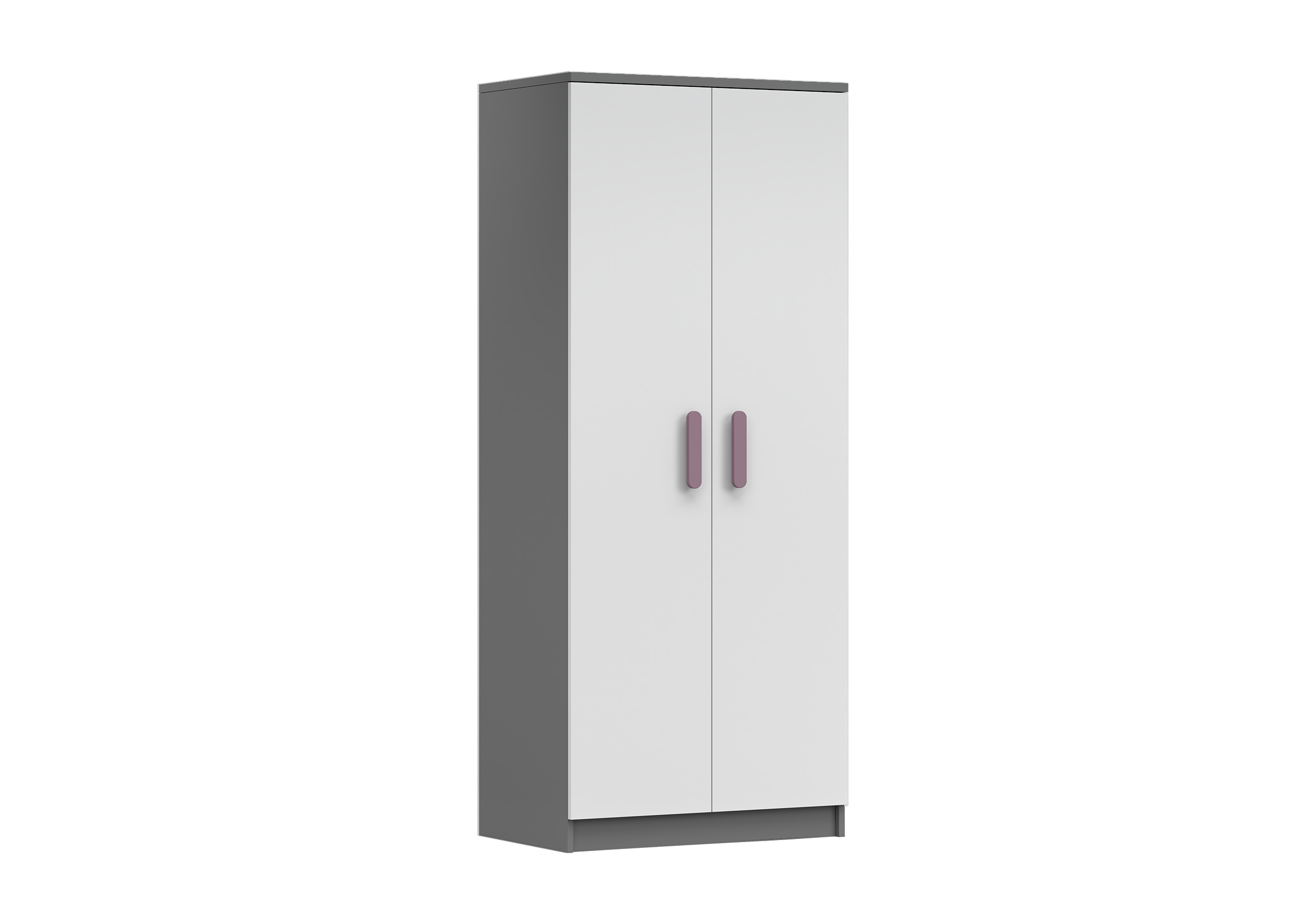 IDZ Šatní skříň SMYK II 2D 06, 80 cm Bílá / Grafit + Barevné úchytky Barva: Fialová