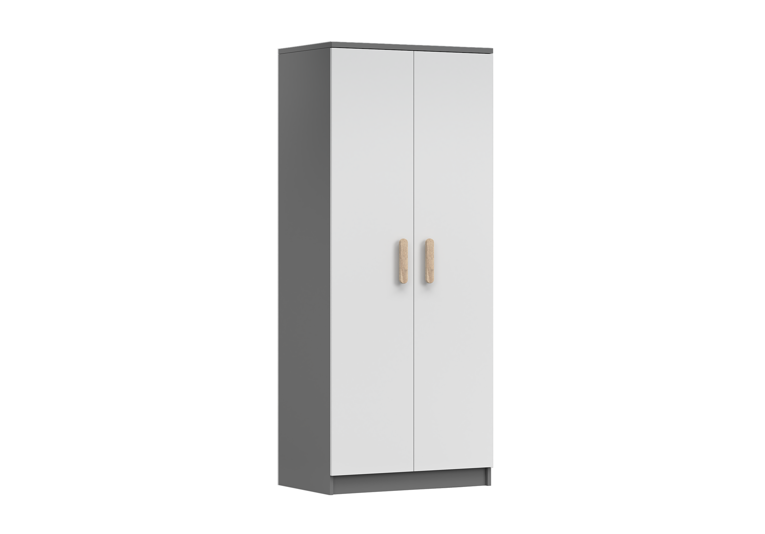 IDZ Šatní skříň SMYK II 2D 06, 80 cm Bílá / Grafit + Barevné úchytky Barva: Dub