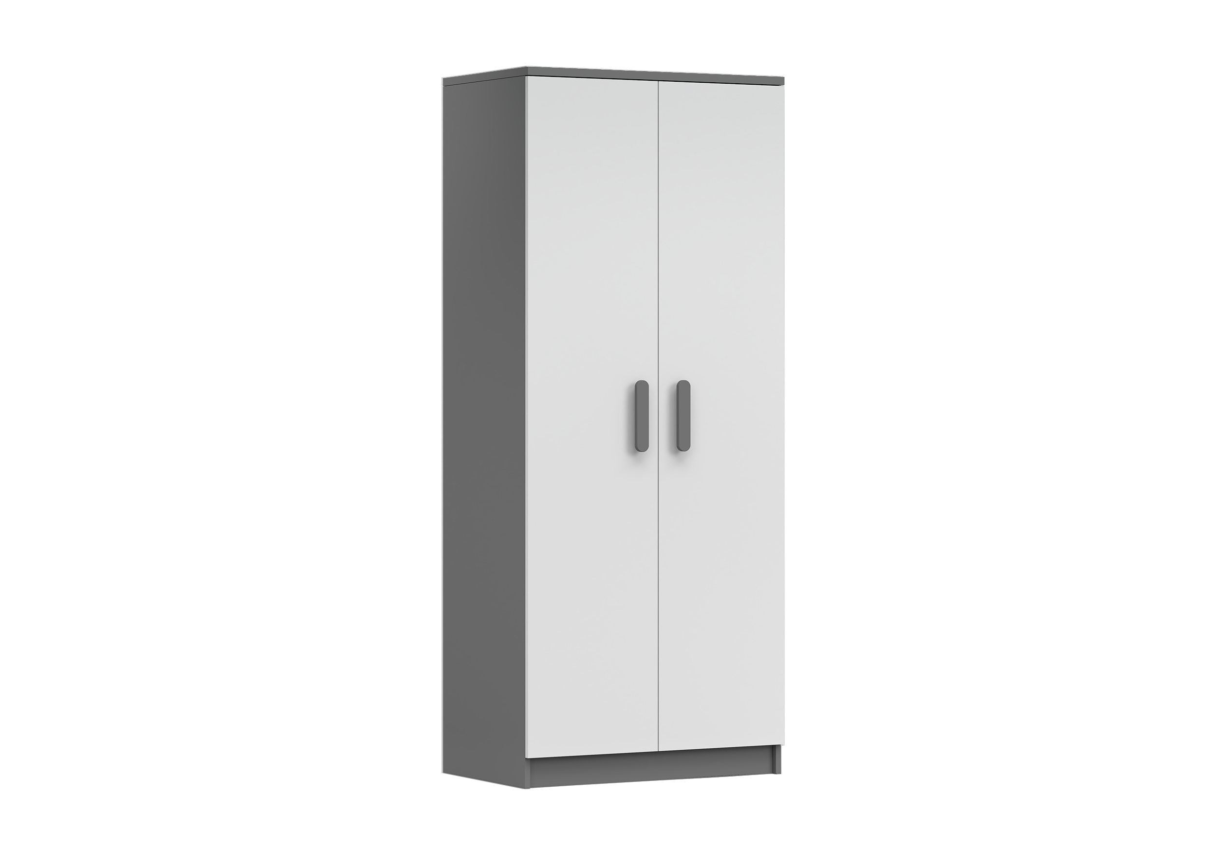 IDZ Šatní skříň SMYK II 2D 06, 80 cm Bílá / Grafit + Barevné úchytky Barva: Grafit