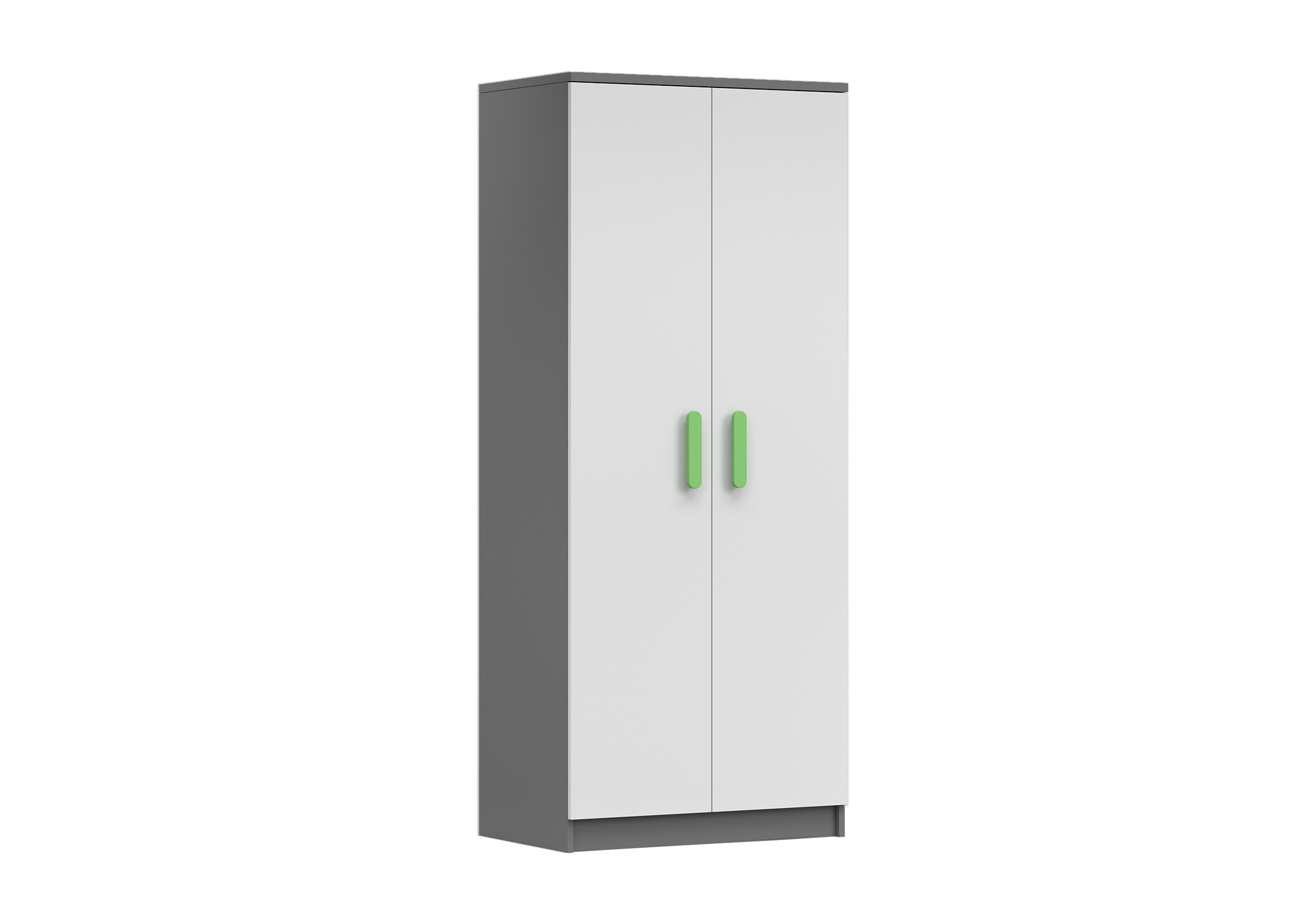 IDZ Šatní skříň SMYK II 2D 06, 80 cm Bílá / Grafit + Barevné úchytky Barva: Zelená