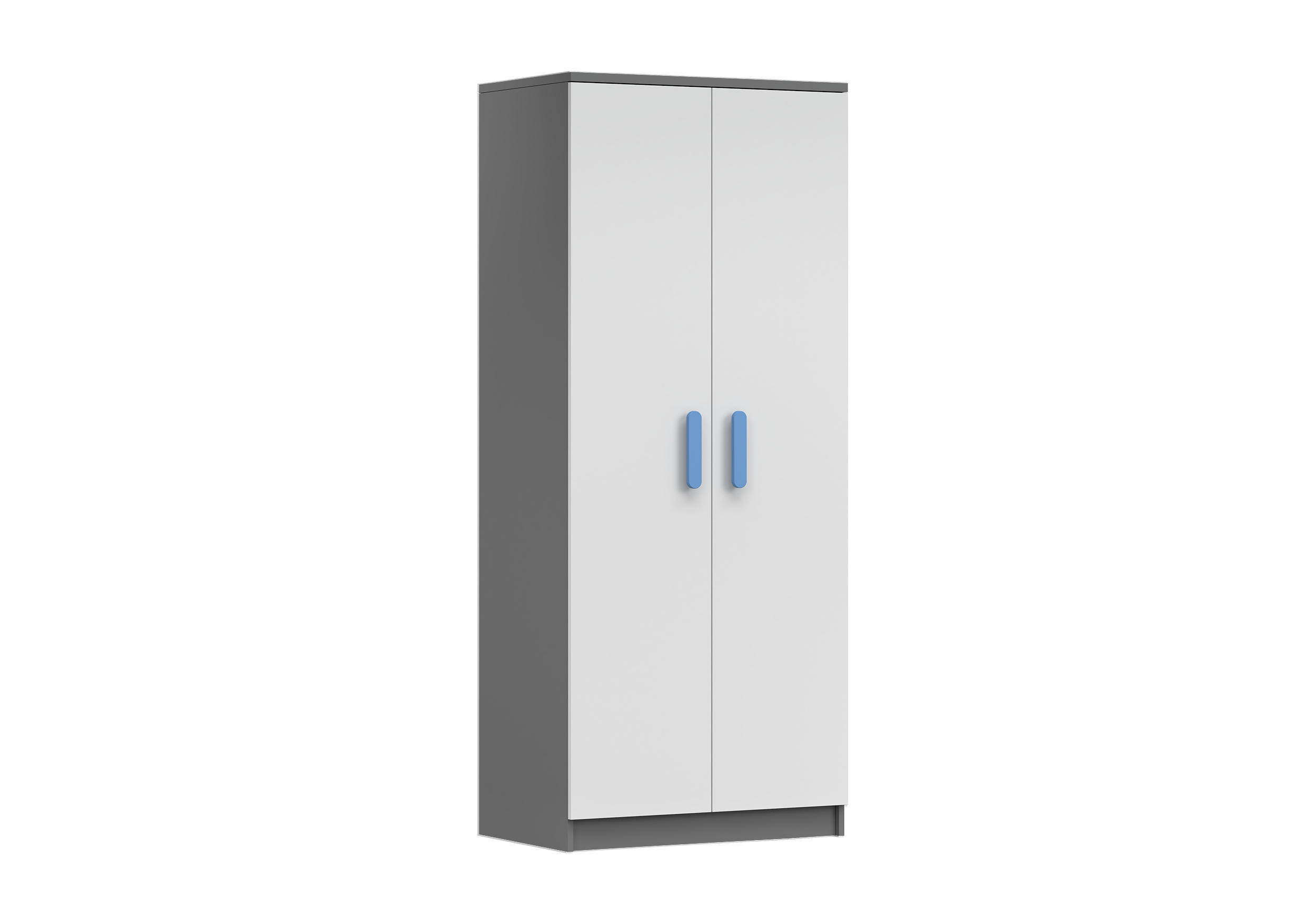 IDZ Šatní skříň SMYK II 2D 06, 80 cm Bílá / Grafit + Barevné úchytky Barva: Modrá