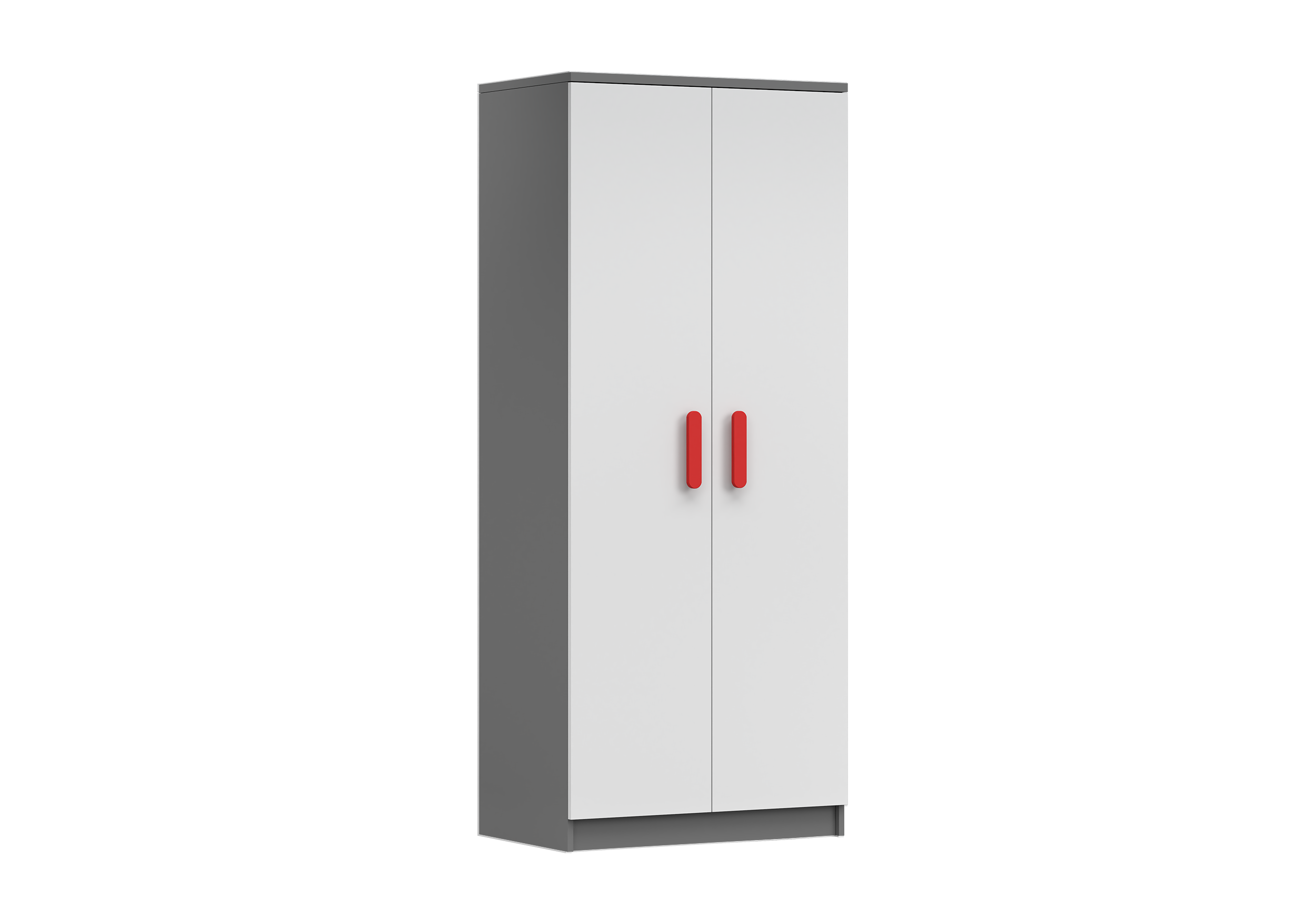 IDZ Šatní skříň SMYK II 2D 06, 80 cm Bílá / Grafit + Barevné úchytky Barva: Červená