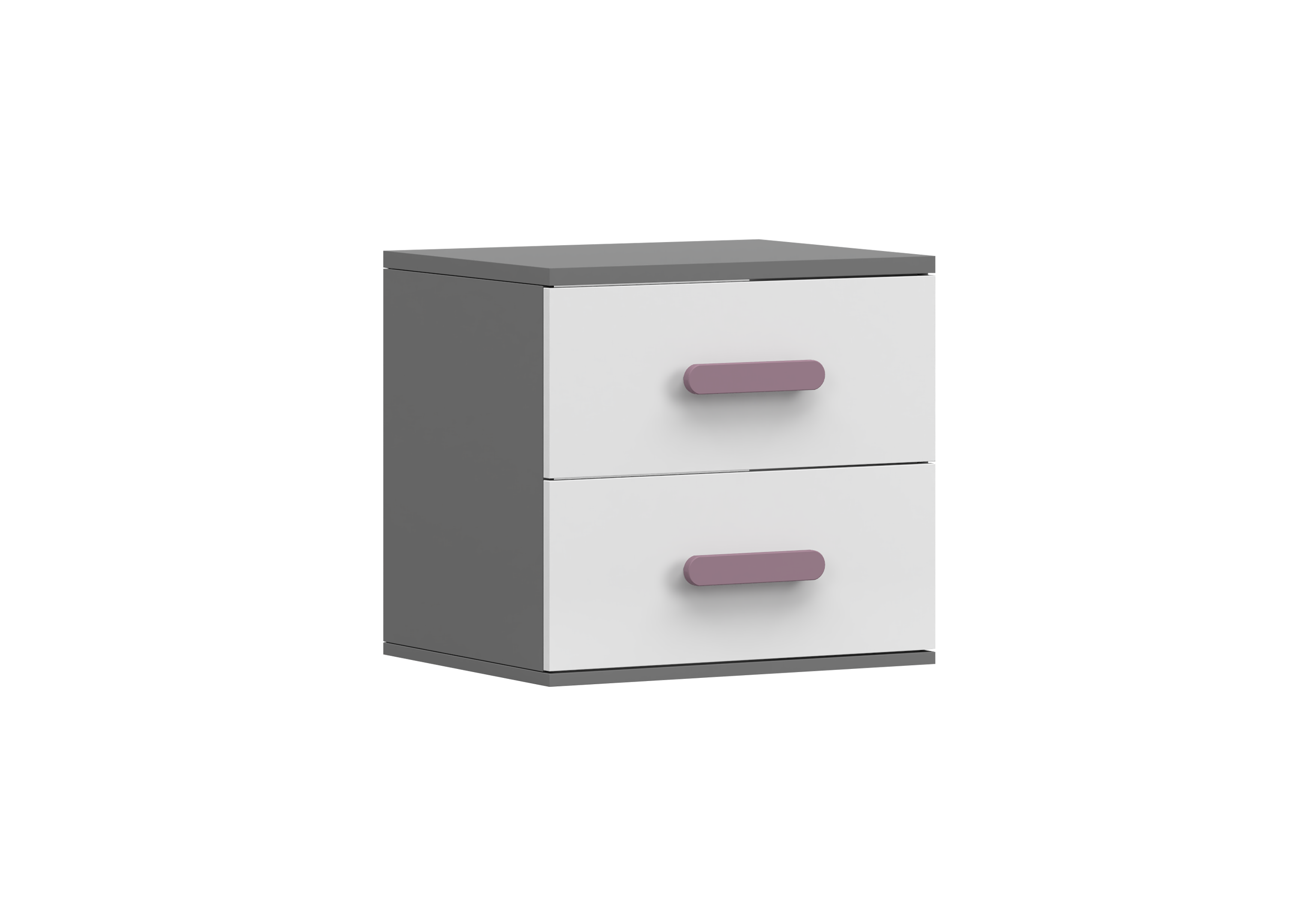 IDZ Noční stolek SMYK II 22, 55 cm Bílá + Grafit / Barevné úchytky Barva: Fialová