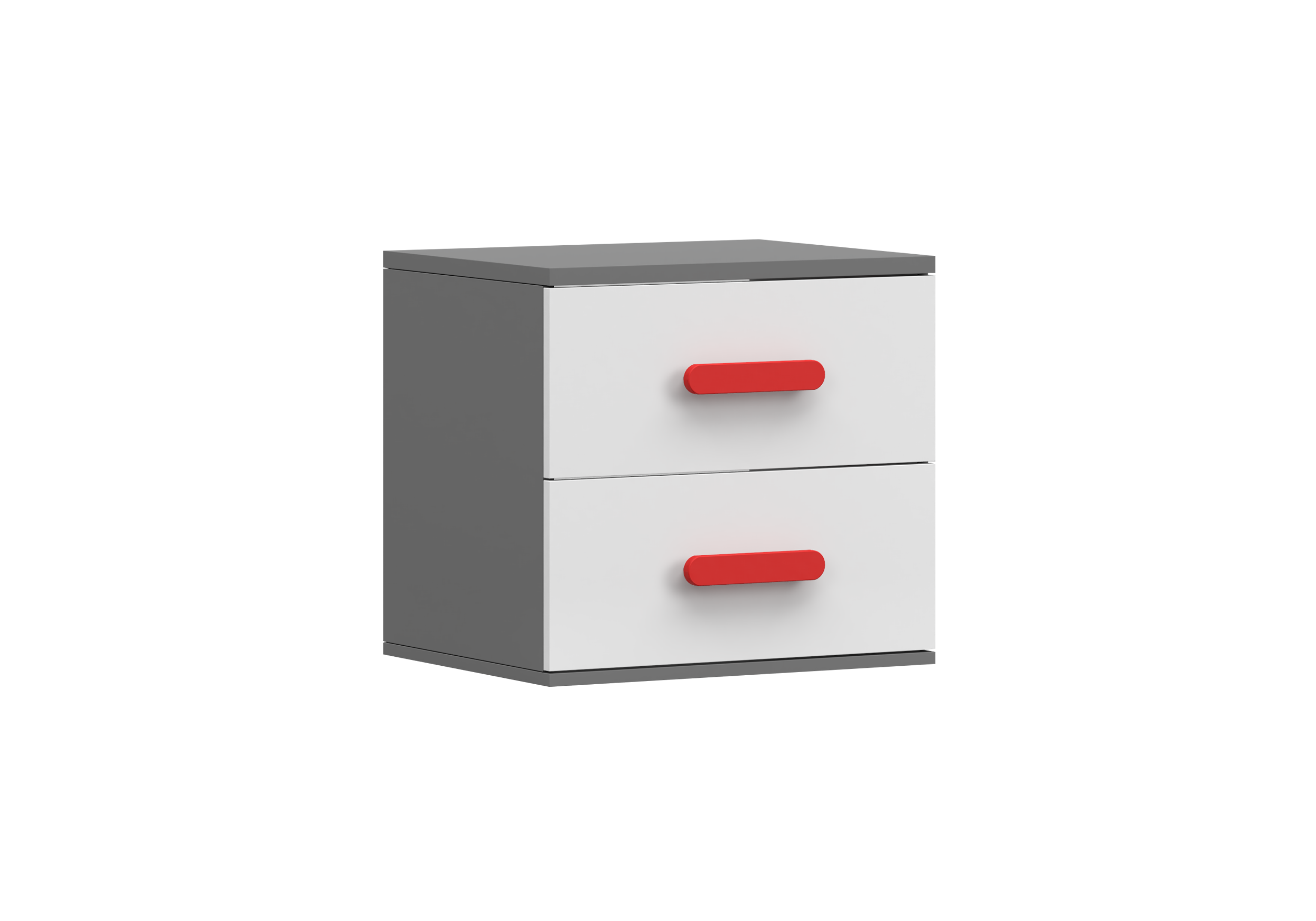IDZ Noční stolek SMYK II 22, 55 cm Bílá + Grafit / Barevné úchytky Barva: Červená