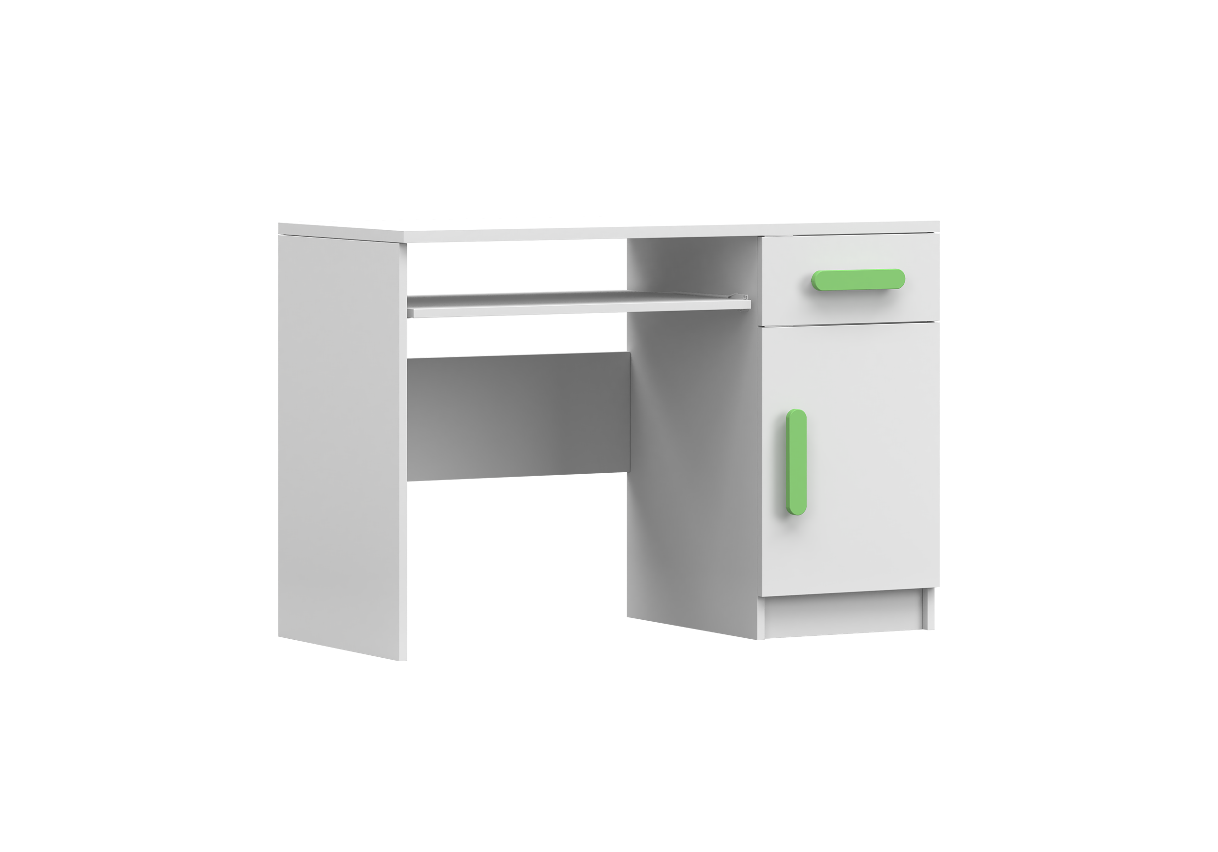 IDZ Psací stůl SMYK I 08, 110 cm Bílá / Barevné úchytky Barva: Zelená