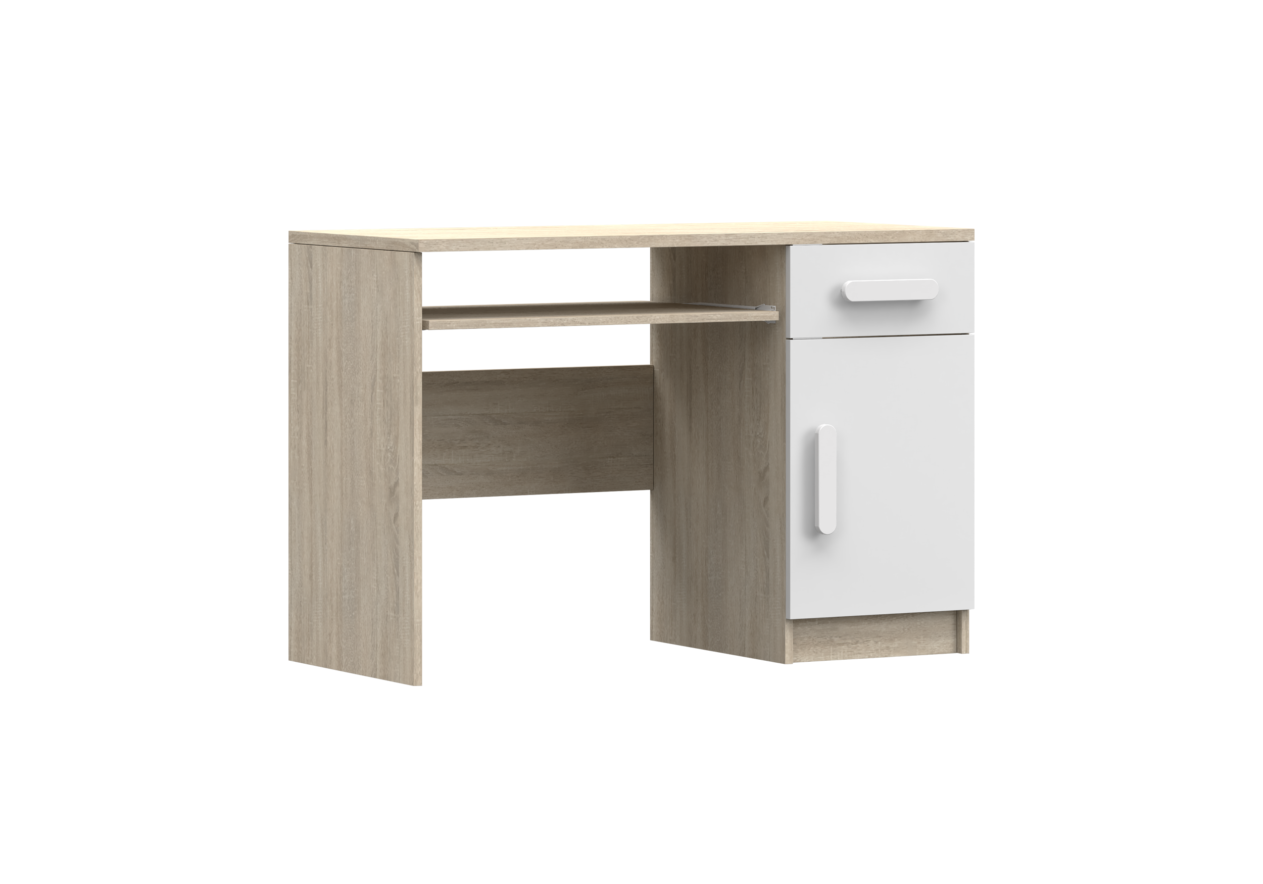 IDZ Psací stůl SMYK III 08, 110 cm Bílá + Dub Sonoma / Barevné úchytky Barva: Bílá