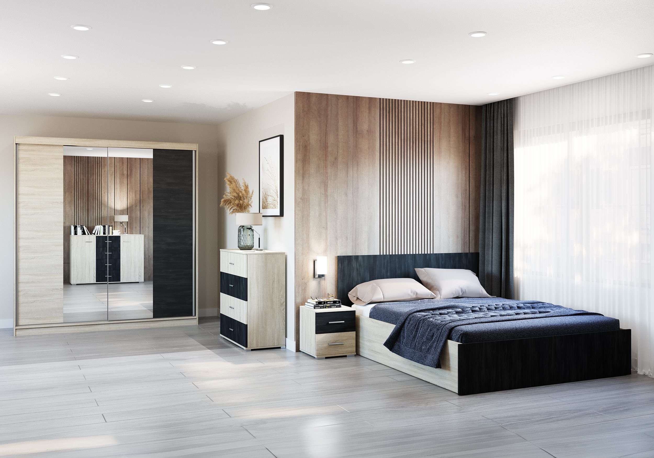 IDZ Noční stolek WENECJA 23, 40 cm Dub Sonoma/Norská borovice