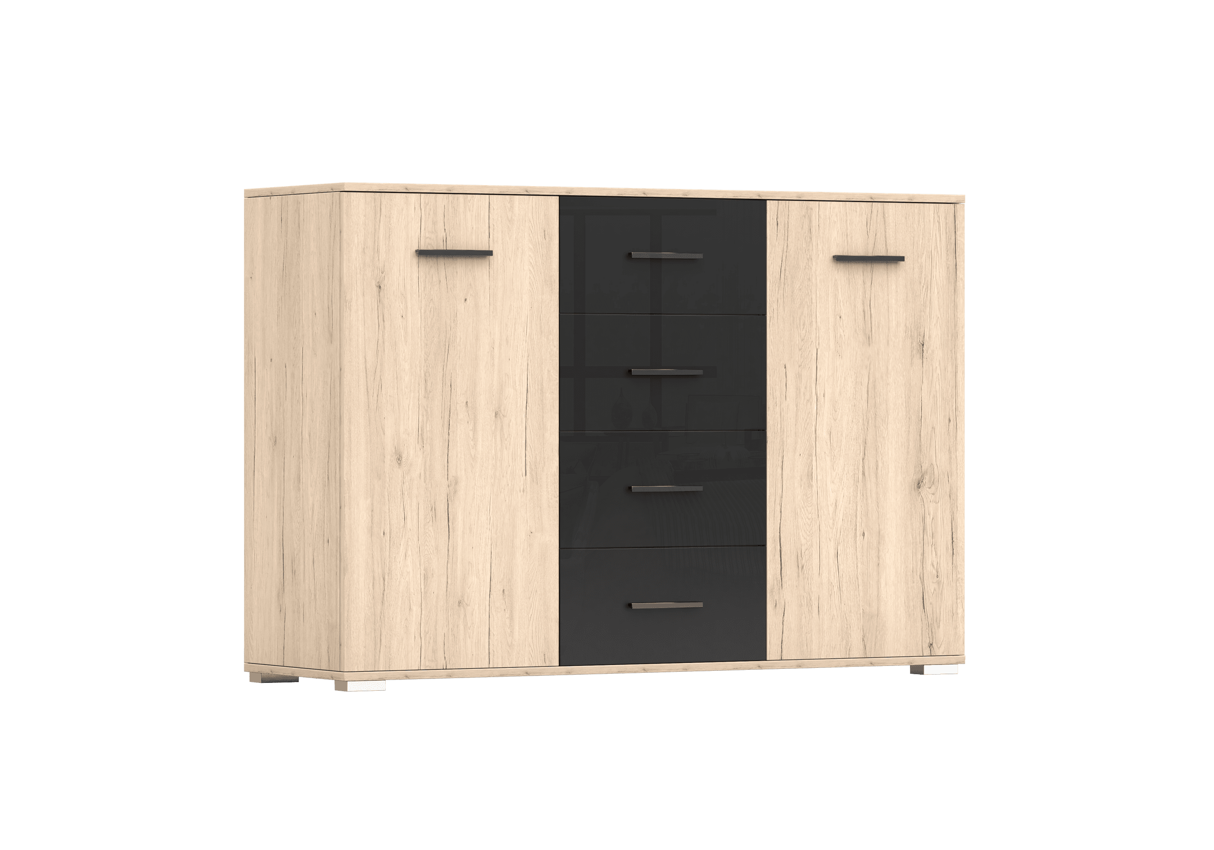 IDZ Komoda BARI 2D4S, 135 cm Dub San Remo/Černá