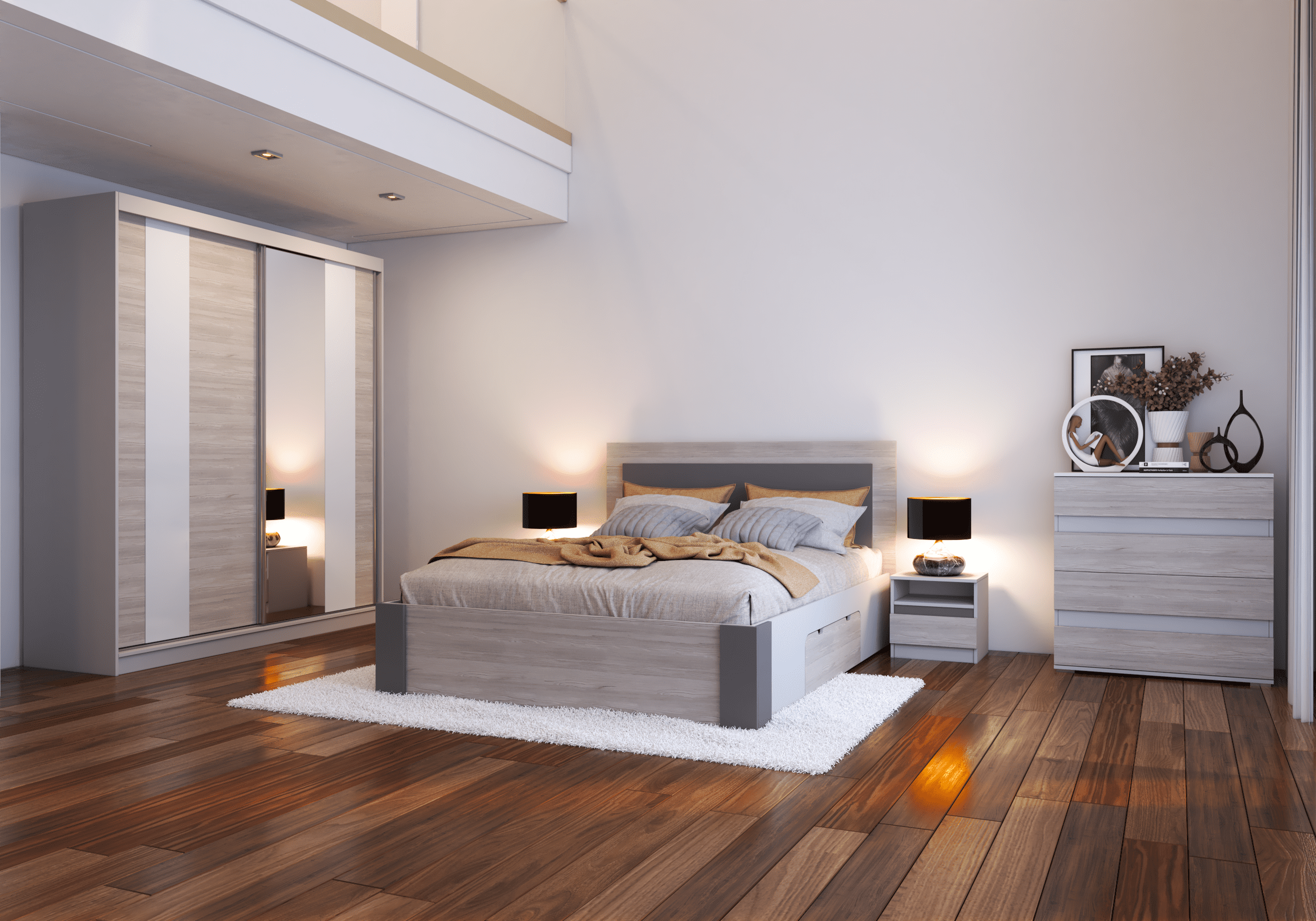 IDZ Noční stolek HELIOS 23, 40 cm Dub Kathult/Bílá