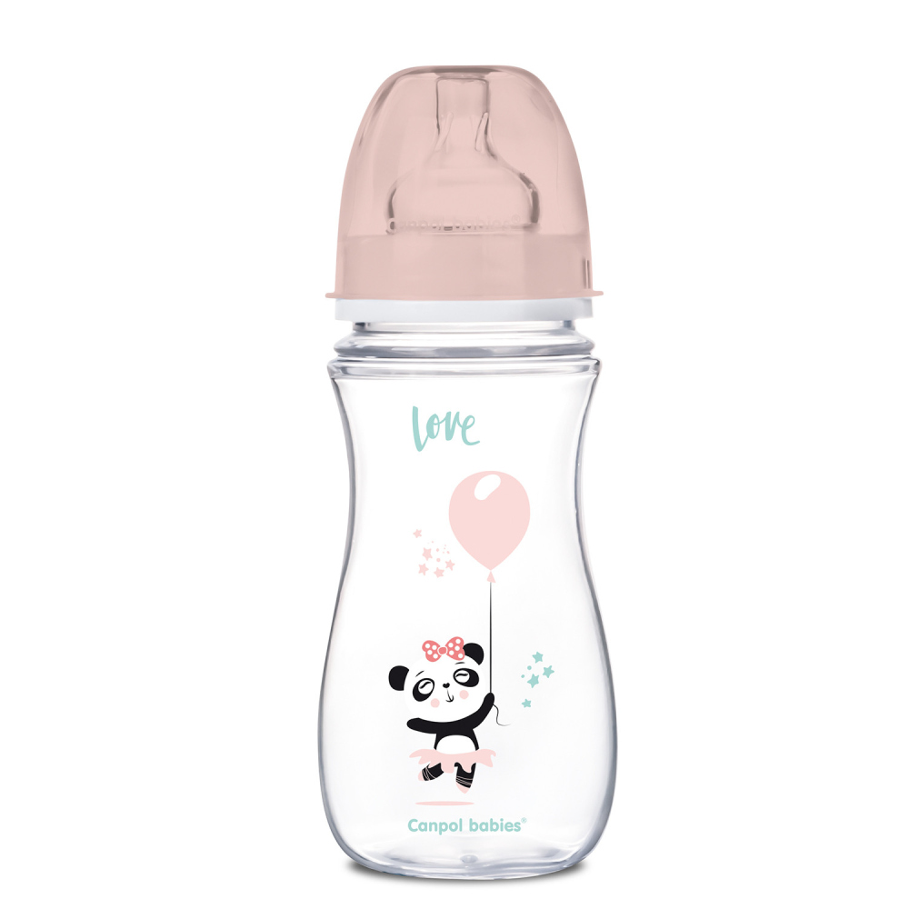 Levně Canpol babies Antikoliková širokohrdlá lahev EXOTIC ANIMALS 300ml růžová