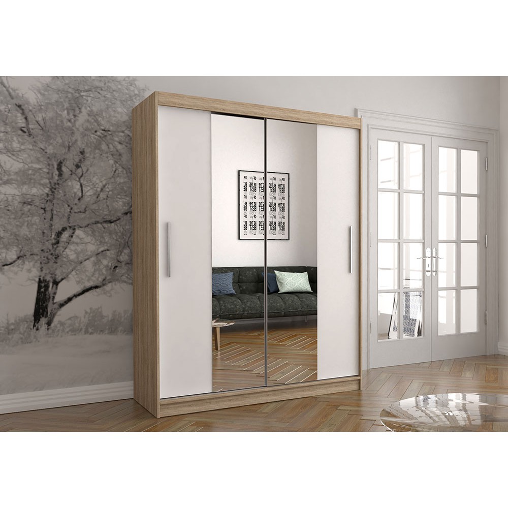 Levně IDZ Šatní skříň Neomi 01 (150 cm) Barva dřeva: Sonoma + Bílá