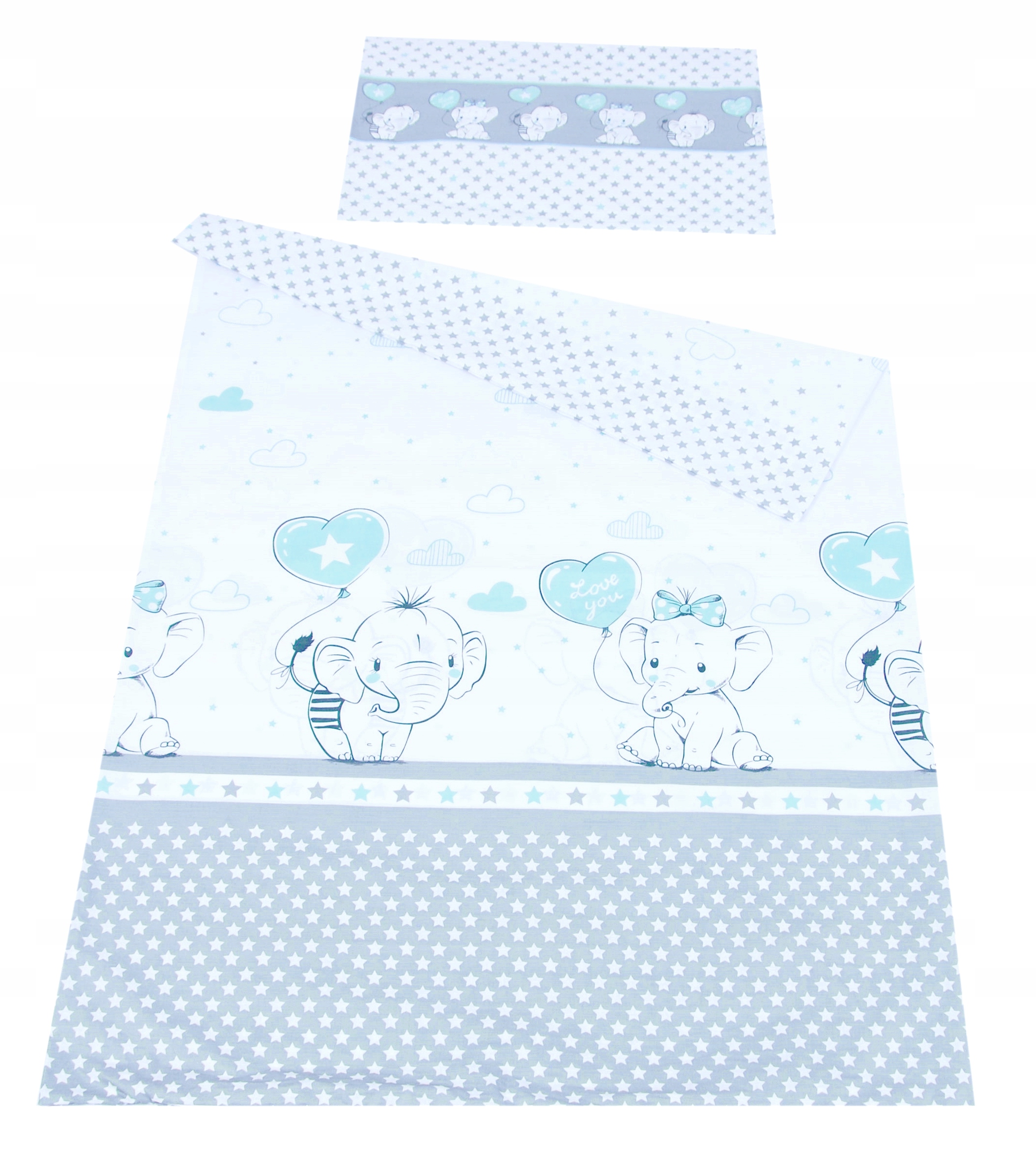 BBL Povlečení do postýlky 120 x 90 cm - tyrkysový sloník