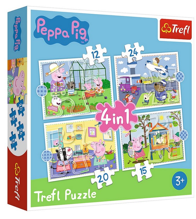 Levně MR Dětské puzzle 4 v 1 - Prasátko Peppa - Peppa pig