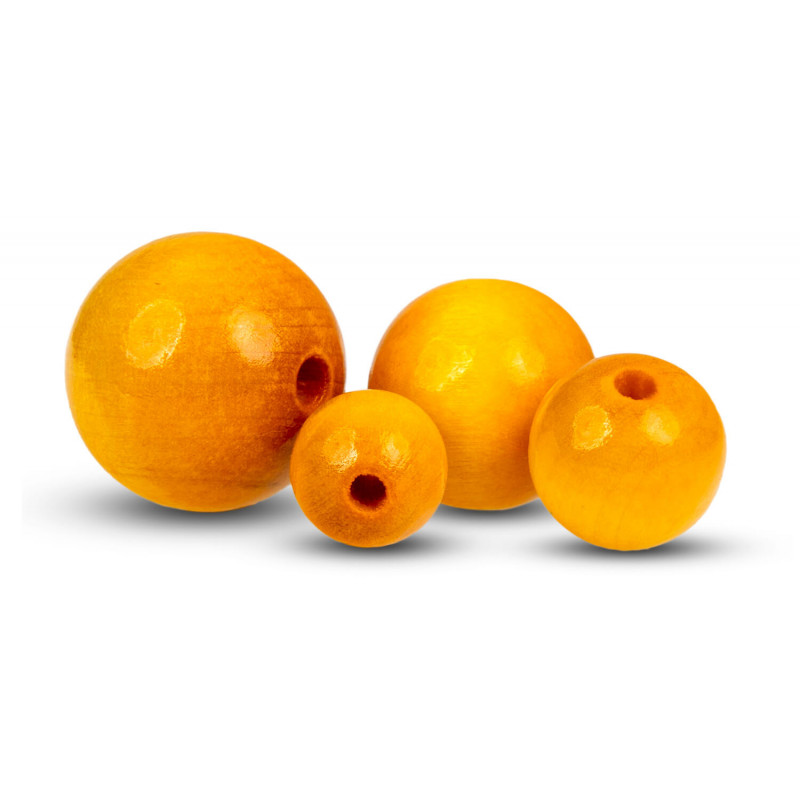 FK Dřevěné kulaté korálky - žluté 10 ks - 3 cm
