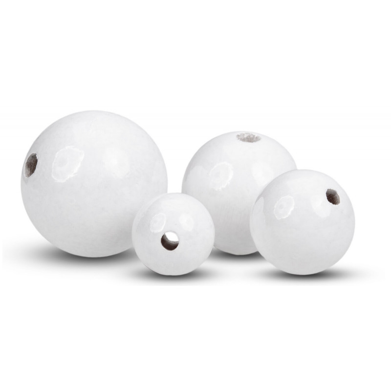 FK Dřevěné kulaté korálky - bílé 50 ks - 1,6 cm