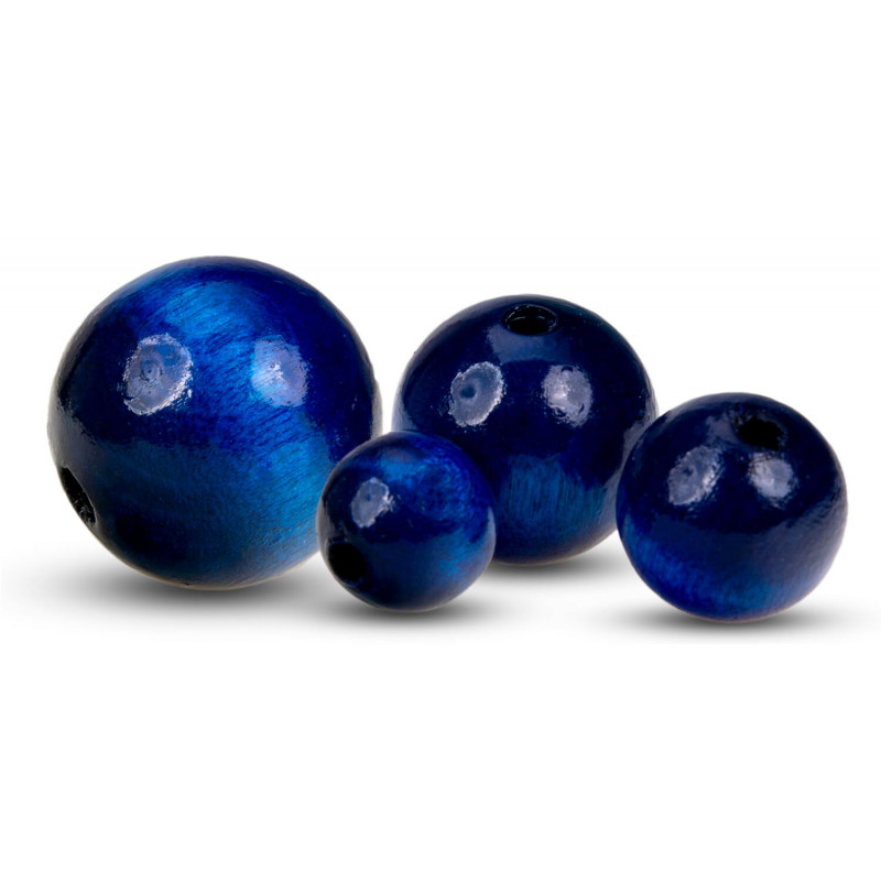 FK Dřevěné kulaté korálky - modré 50 ks - 2 cm