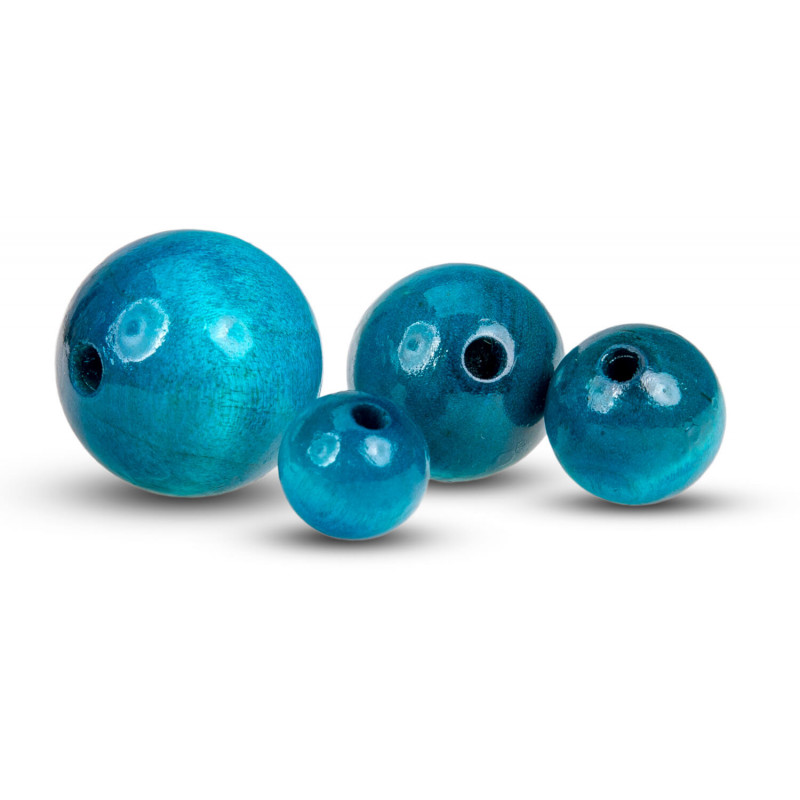 FK Dřevěné kulaté korálky - tyrkysové 50 ks - 2 cm