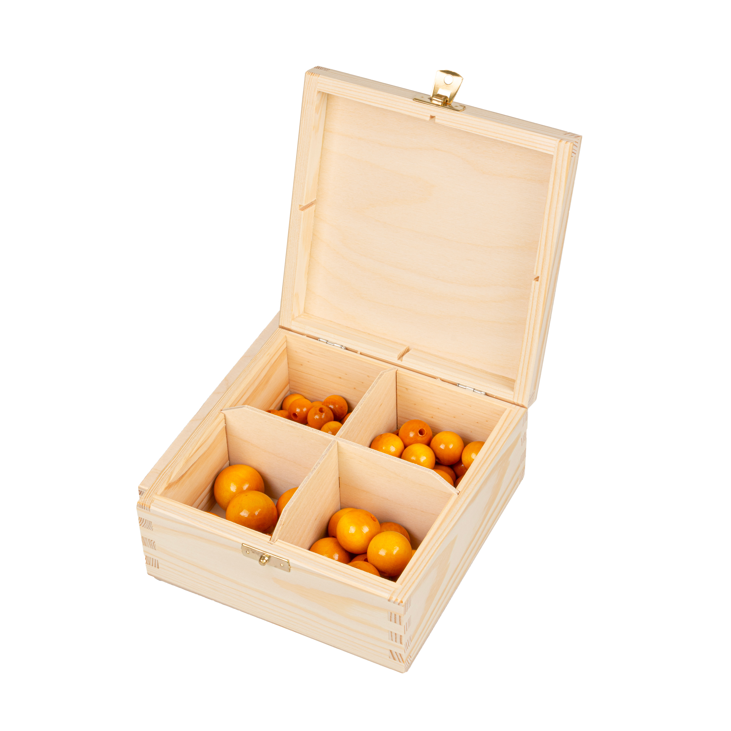 FK Dřevěné kulaté korálky v dárkové krabičce - ŽLUTÉ