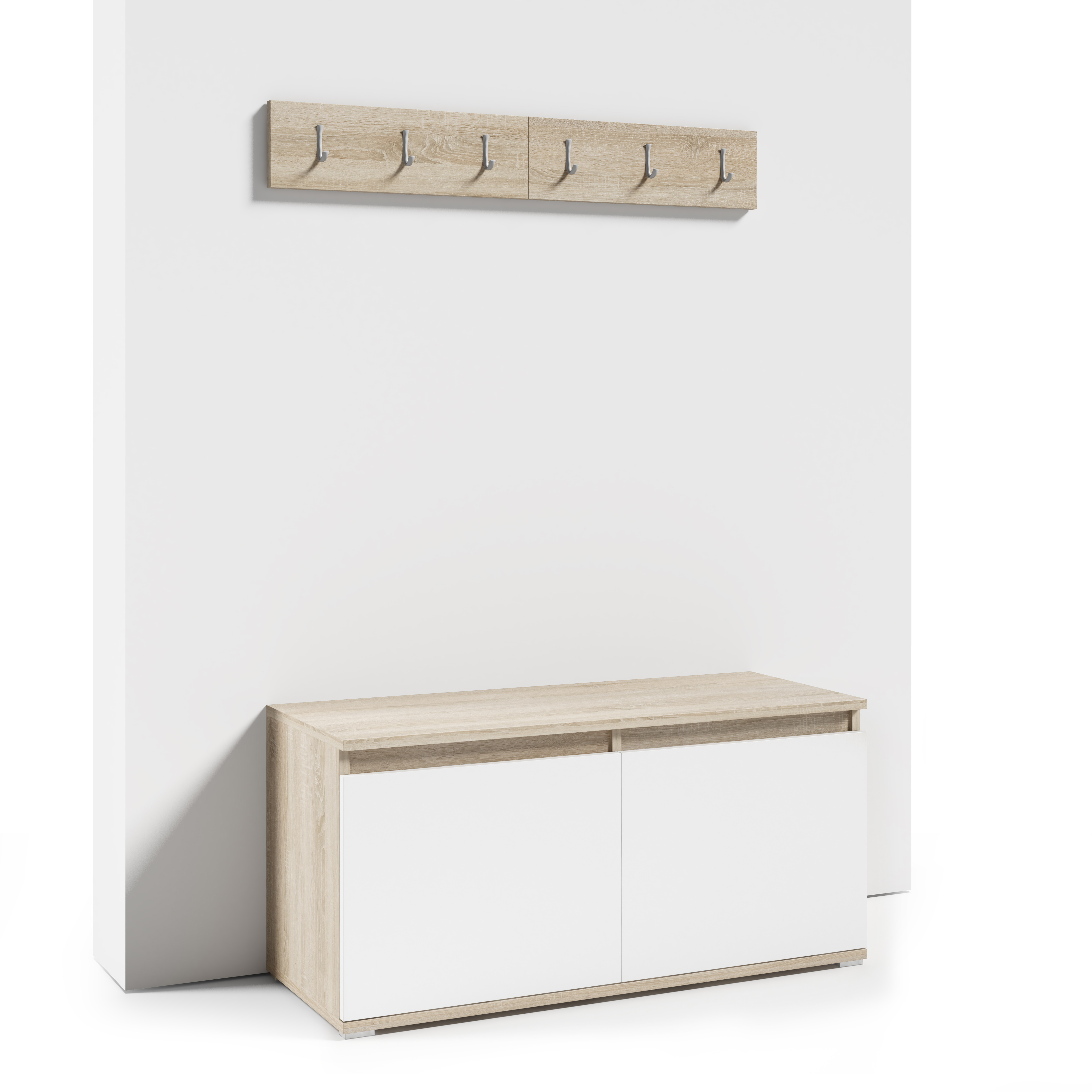 Eka Botník trinity s věšákem 100 cm Barva dřeva: Sonoma/Bílá