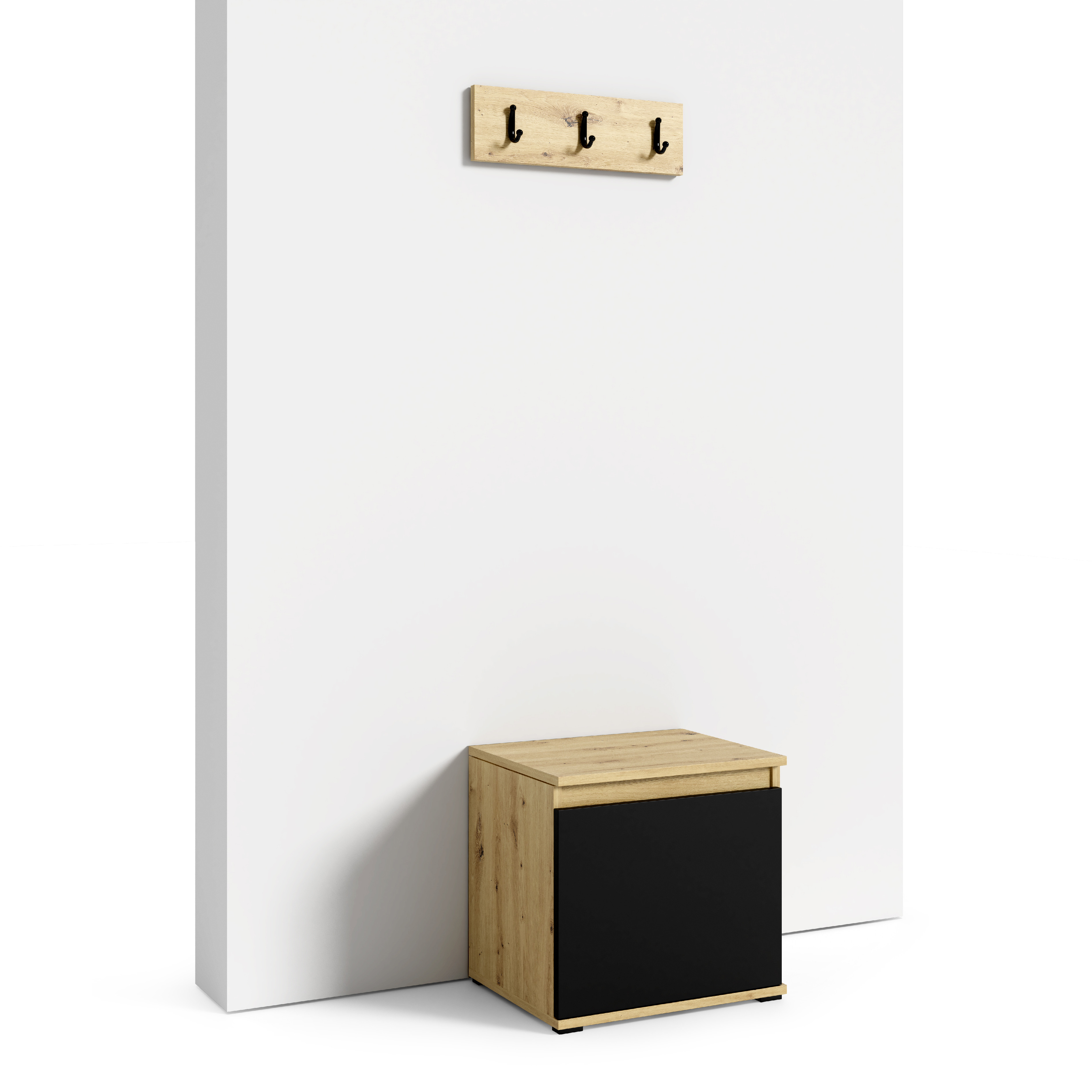 Eka Botník Trinity s věšákem 50 cm Barva dřeva: Dub Artisan + Černá