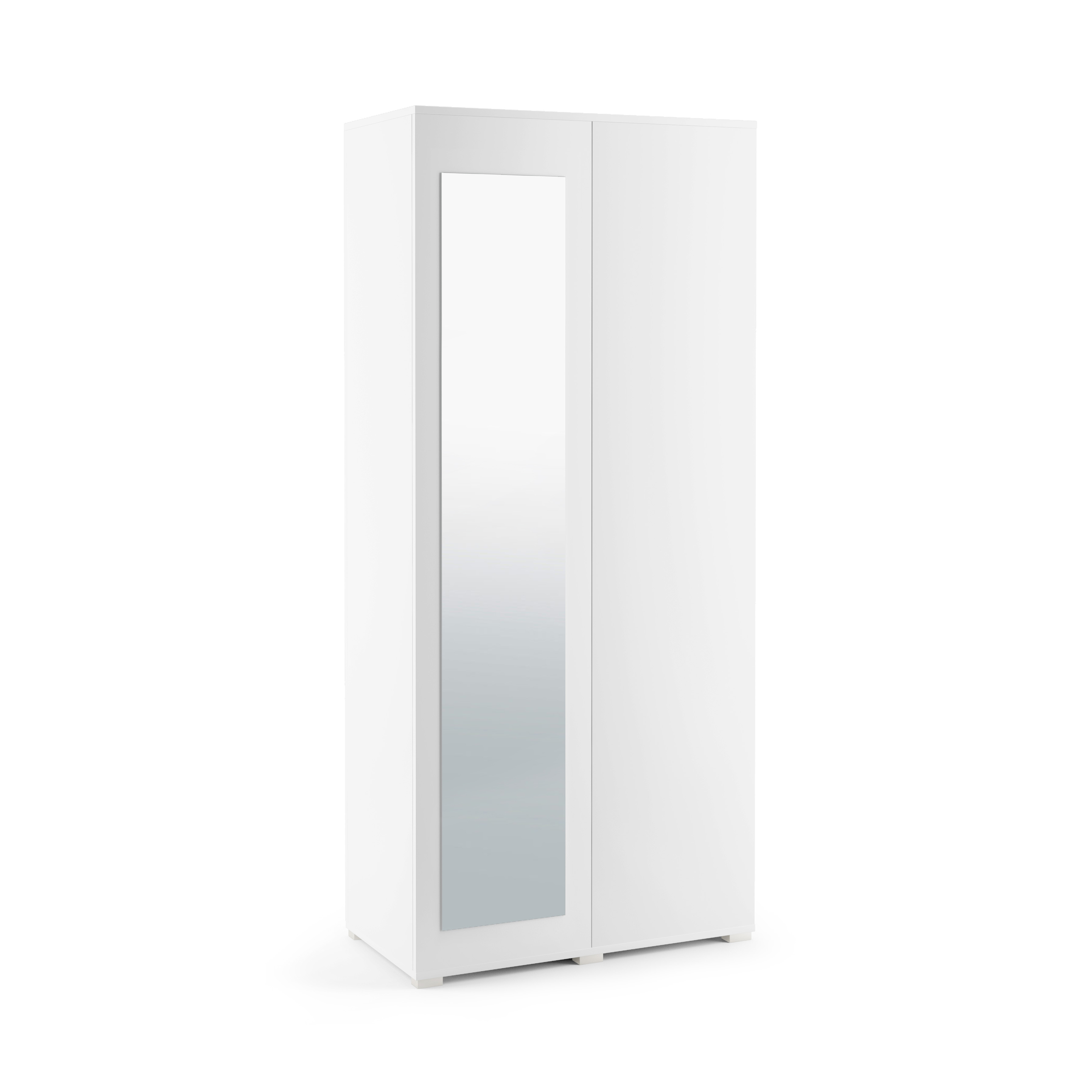 Eka Šatní skříň Trinity 90 cm, se zrcadlem Barva dřeva: Bílá