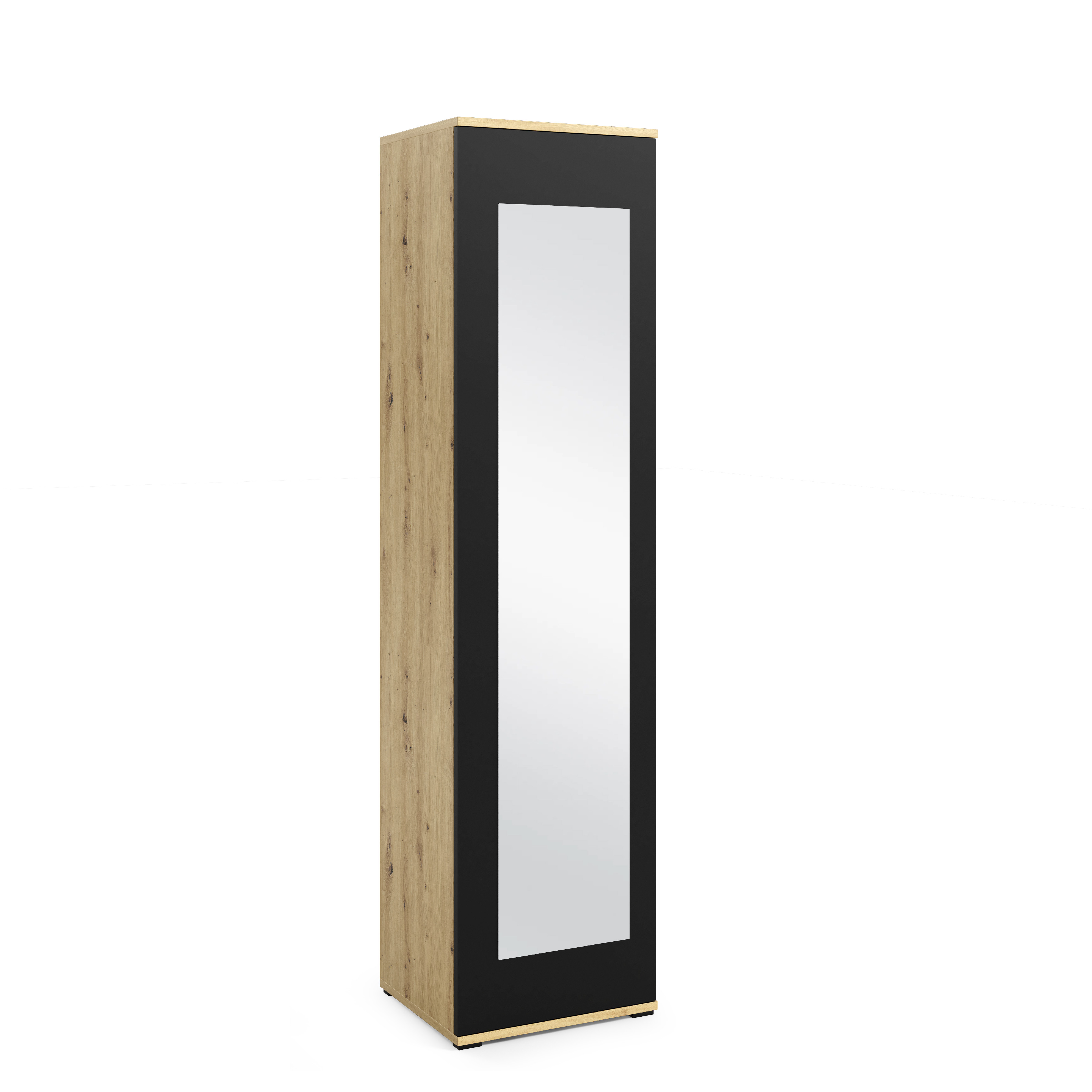 Eka Šatní skříň Trinity 45 cm, se zrcadlem Barva dřeva: Dub Artisan + Černá