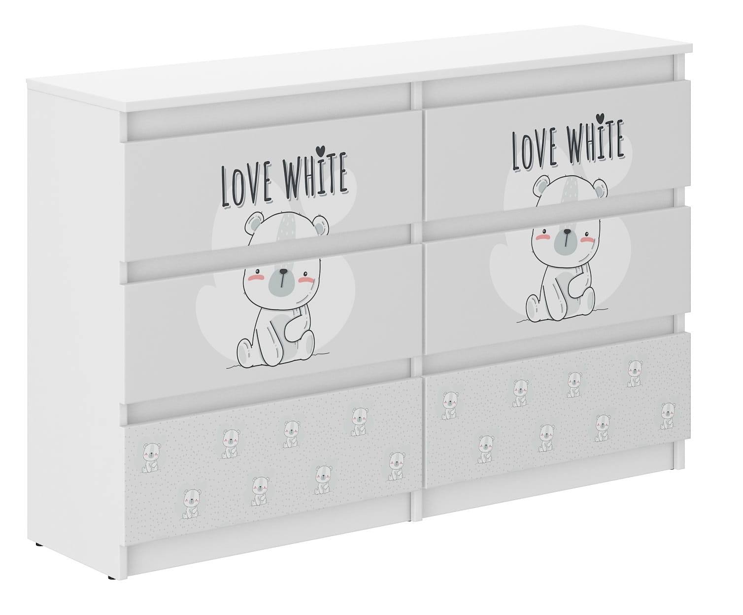 WD Dětská komoda 120 cm - Bílý medvídek
