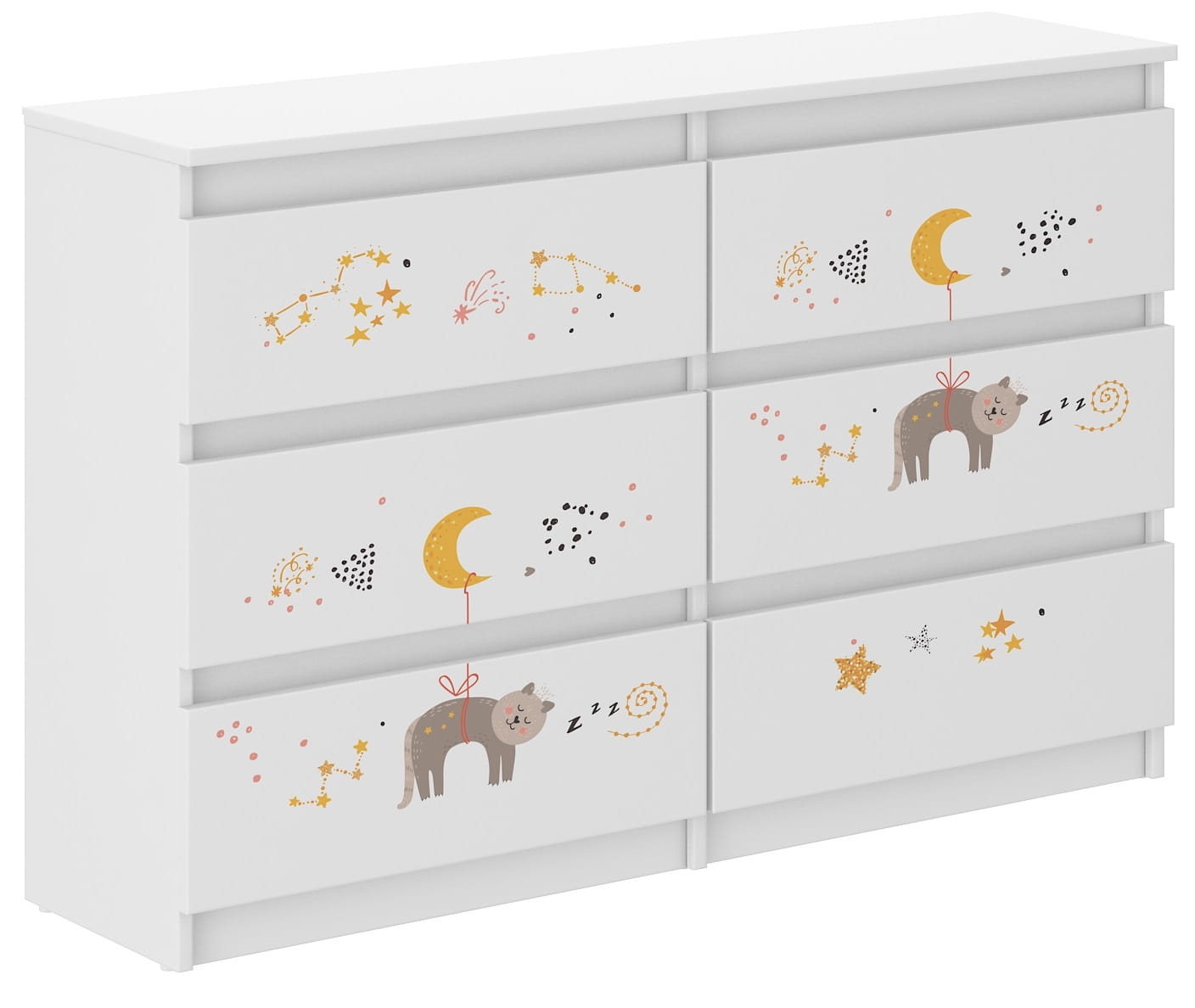 WD Dětská komoda 140 cm - Kočička