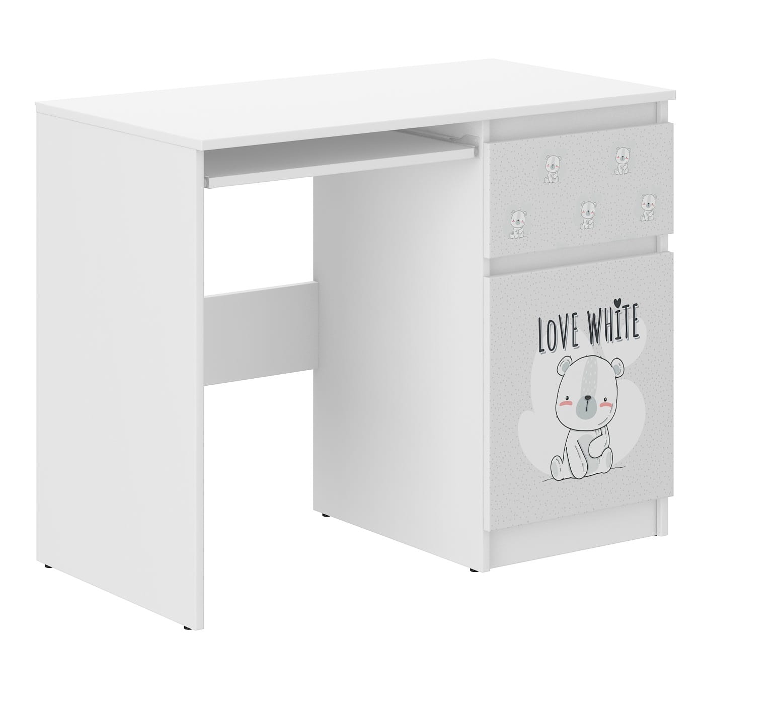 Levně WD Dětský psací stůl 96 cm - Bílý medvídek