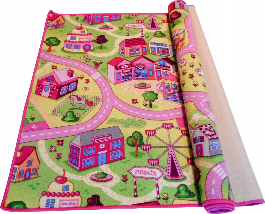 WI Dětský koberec 120 x 150 cm - Růžové městečko 03