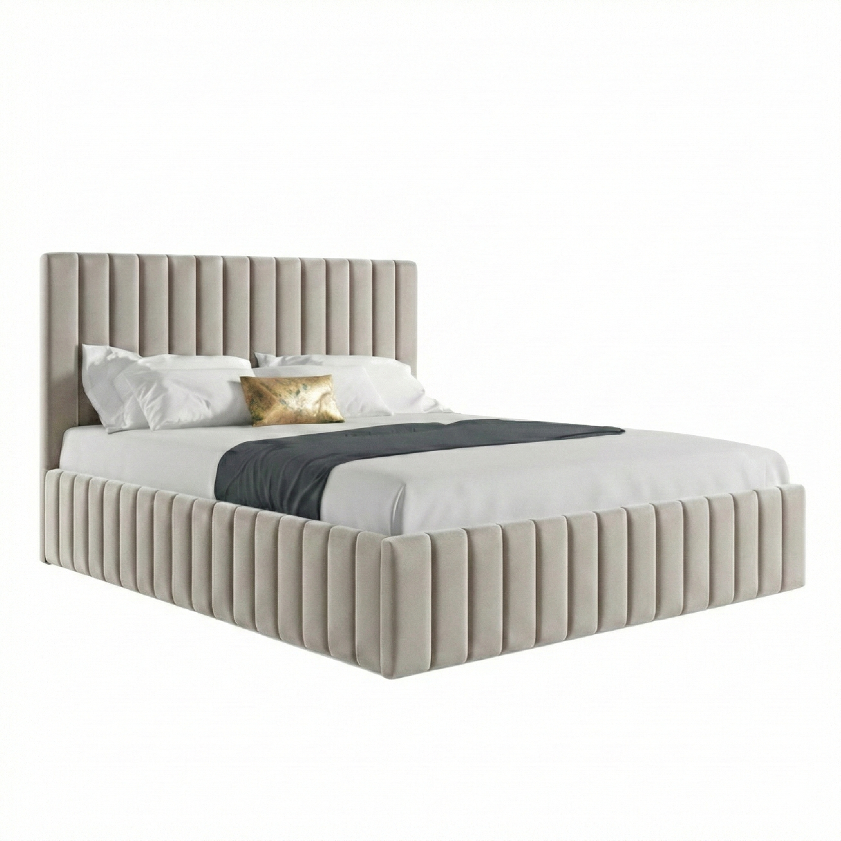 Eka Čalouněná postel INTIMA 140x200 cm Barva látky Trinity: (2301) Krémová bíla, Úložný prostor: Bez úložného prostoru