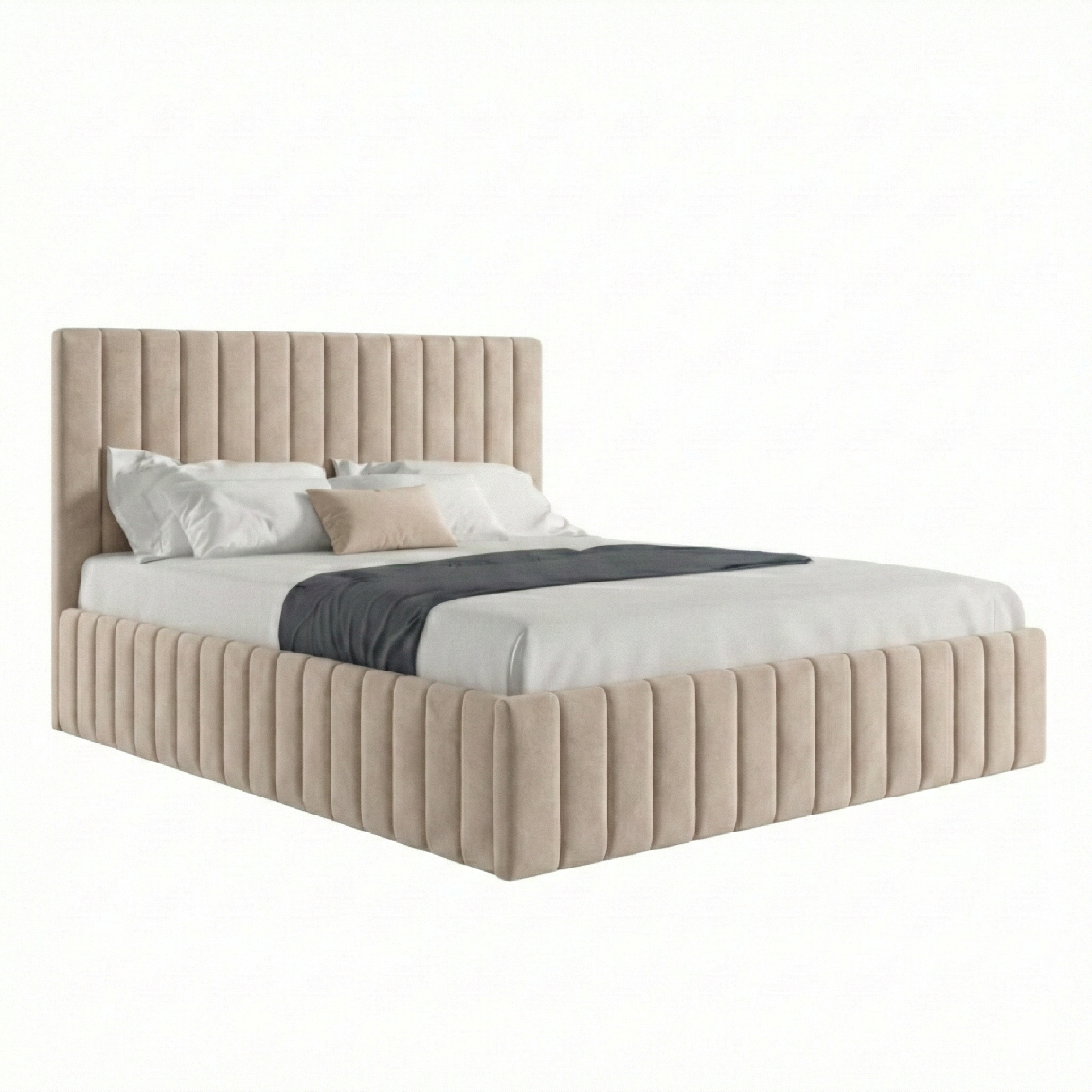 Eka Čalouněná postel INTIMA 140x200 cm Barva látky Trinity: (2302) Krémová, Úložný prostor: Bez úložného prostoru