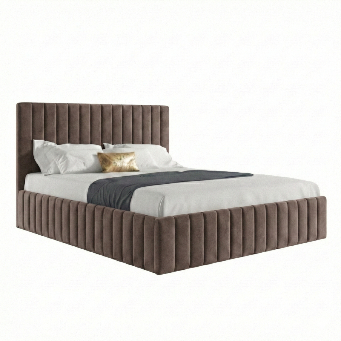 Eka Čalouněná postel INTIMA 140x200 cm Barva látky Trinity: (2306) Světlá hnědá, Úložný prostor: Bez úložného prostoru