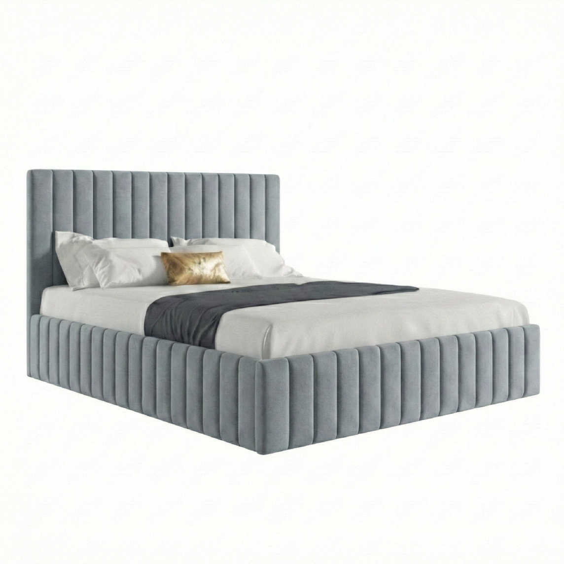 Eka Čalouněná postel INTIMA 140x200 cm Barva látky Trinity: (2314) Šedá, Úložný prostor: S kovovým rámem úložného prostoru