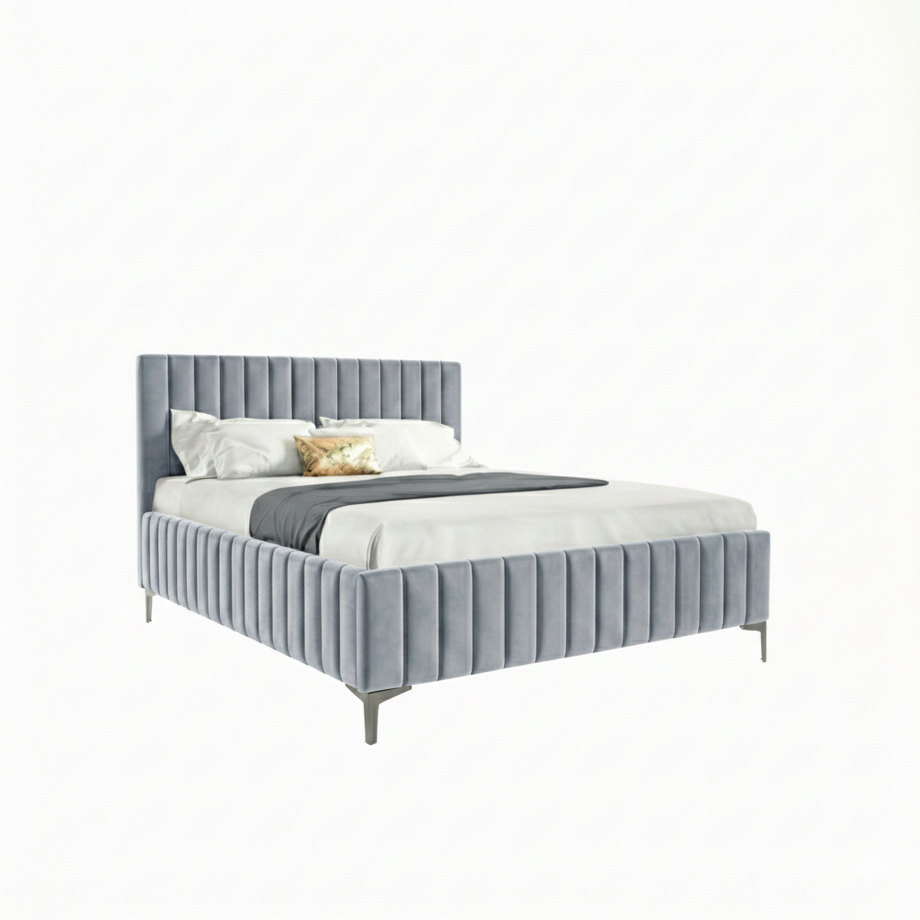 Eka Čalouněná postel INTIMA+ 160x200 cm Barva látky Trinity: (2314) Šedá, Úložný prostor: S dřevěným rámem úložného prostoru