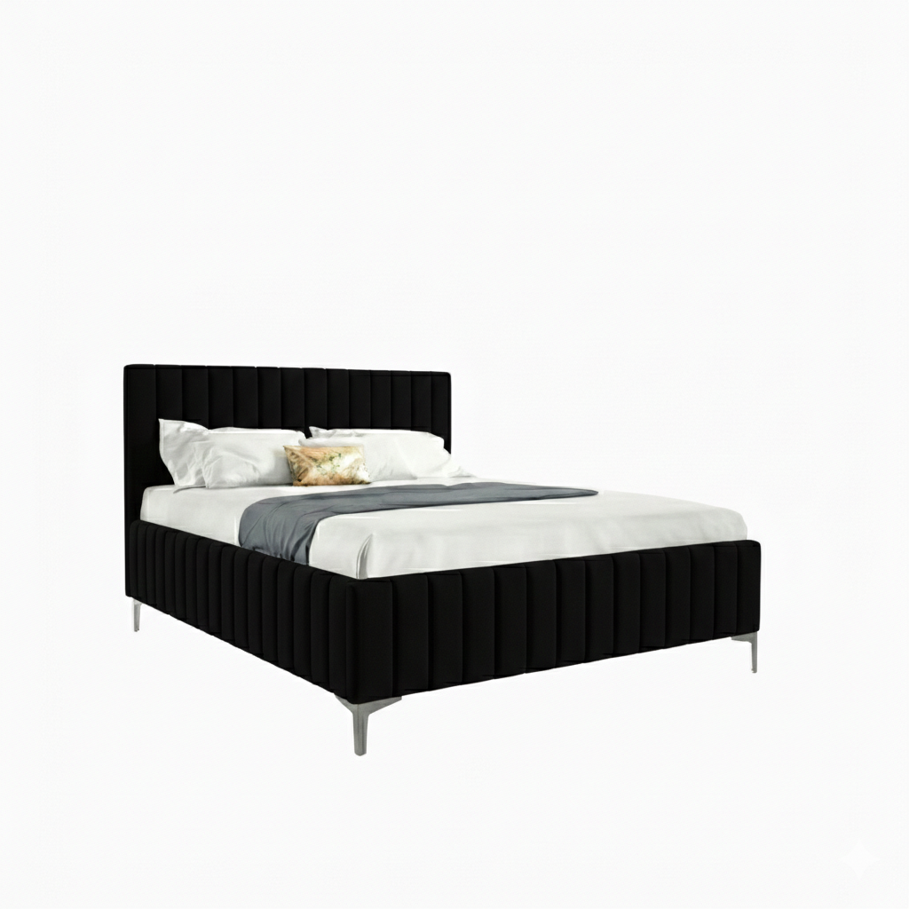 Eka Čalouněná postel INTIMA+ 180x200 cm Barva látky Trinity: (2316) Černá, Úložný prostor: Bez úložného prostoru