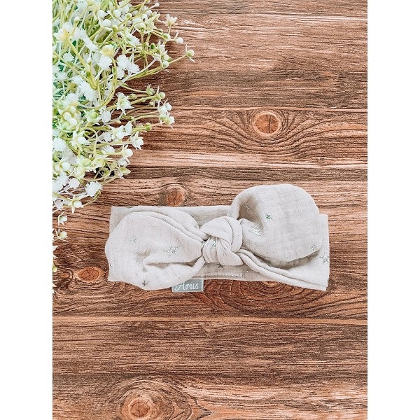 Ar-s Čelenka pro miminko - béžová hvězdička - mušelín