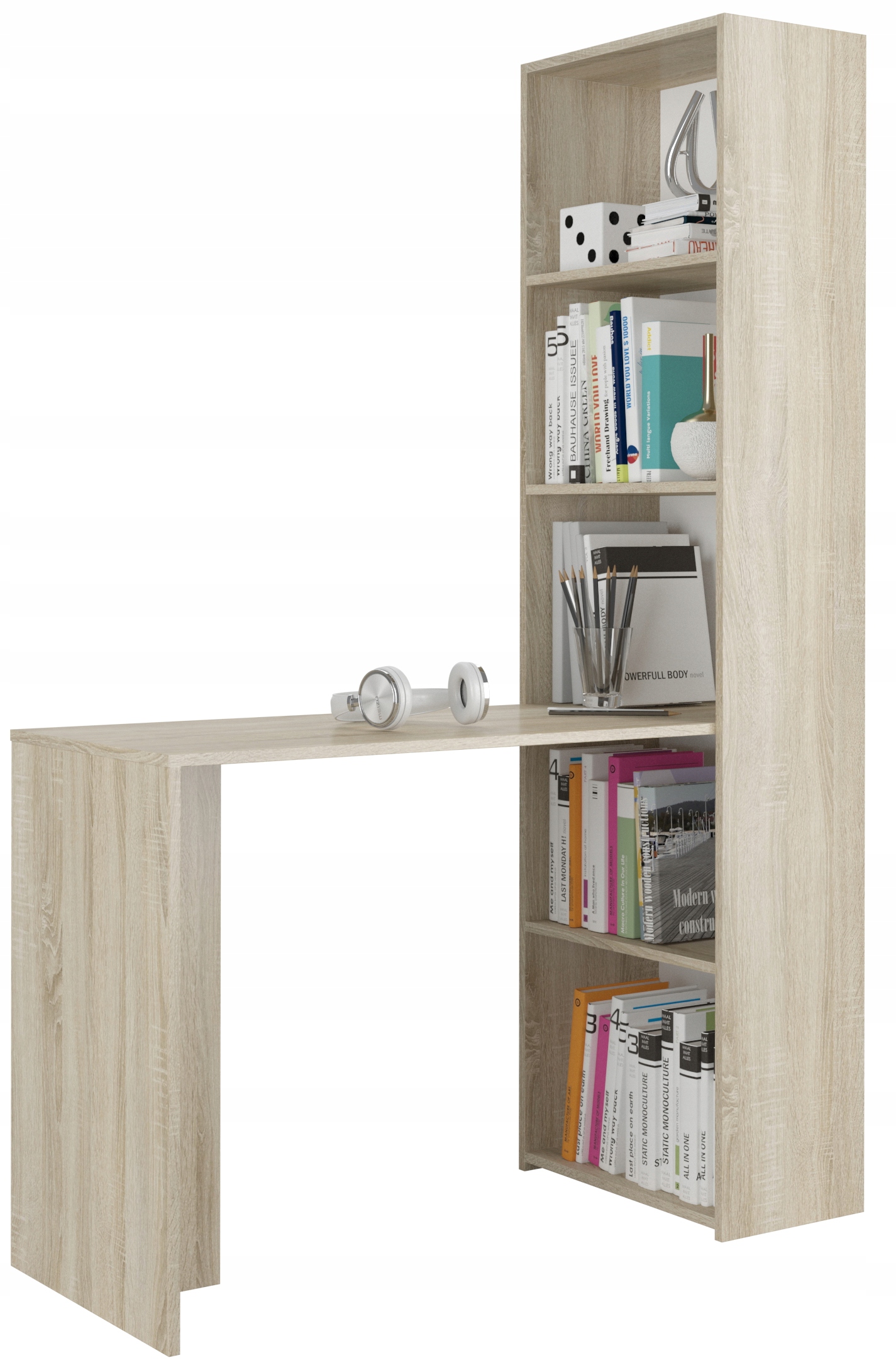 Levně MBN Počítačový stůl s knihovnou MODERN B50 125 cm - Sonoma