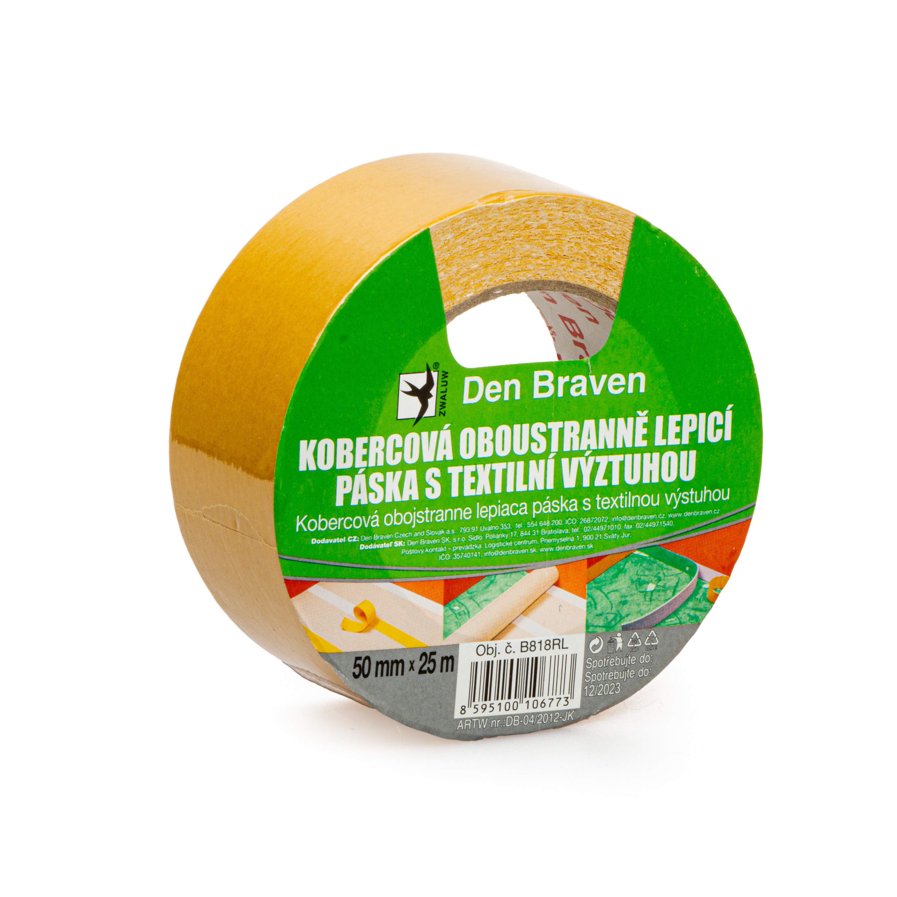Den Braven Kobercová oboustranně lepící páska s textilní výztuhou, 50mm x 25 m