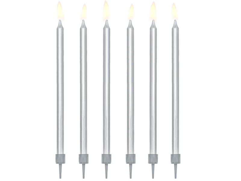 PCo Dortové svíčky - stříbrné 12.5cm, 12ks
