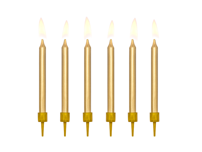Levně PCo Dortové svíčky - zlatá 6cm, 6ks