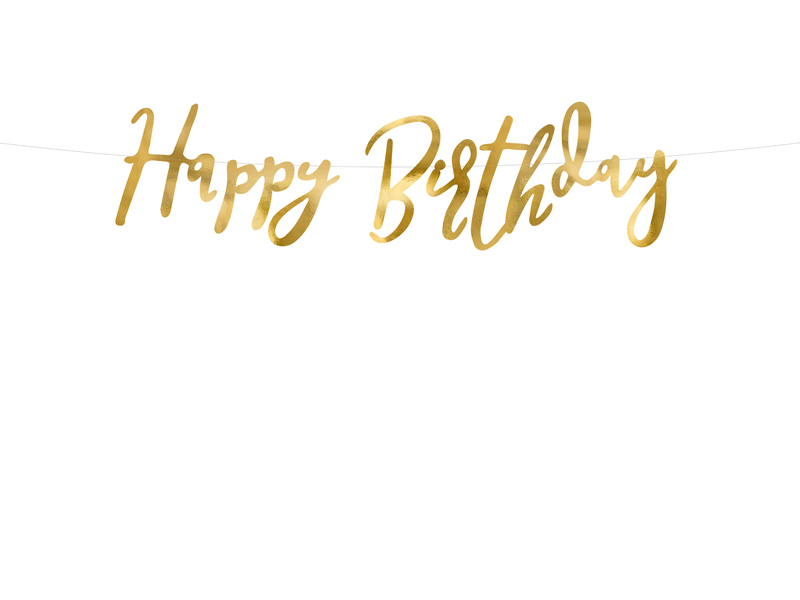 Levně PCo Girlanda - Happy Birthday, zlatá 16.5 x 62 cm