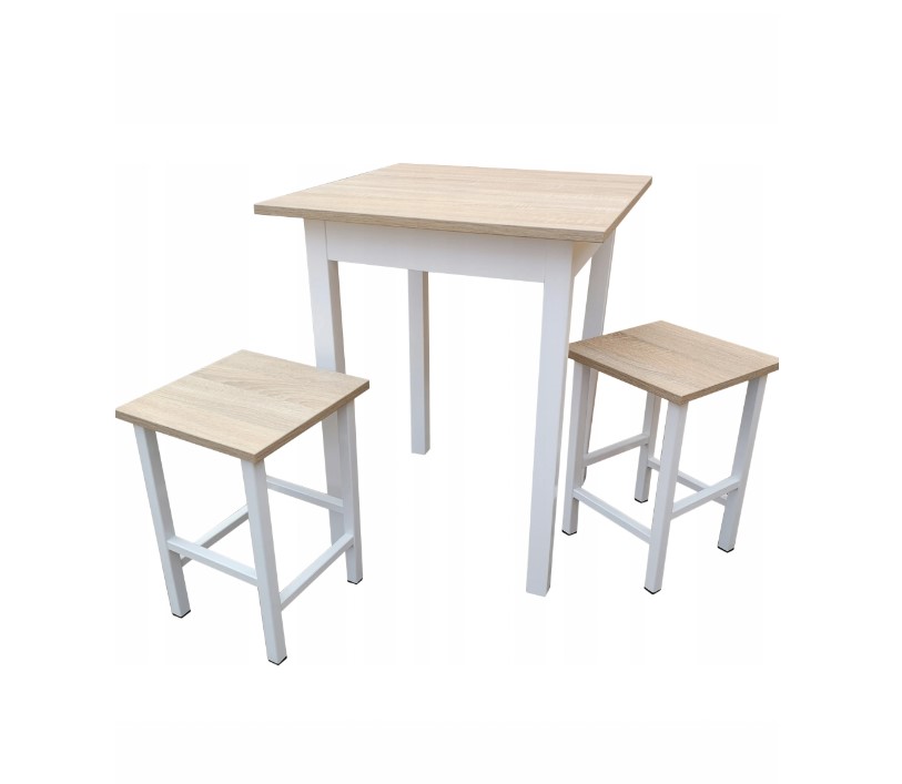 Dede Set - kuchyňský stůl 60 x 60 cm + 2x židle MINI  -  dub sonoma / bílá